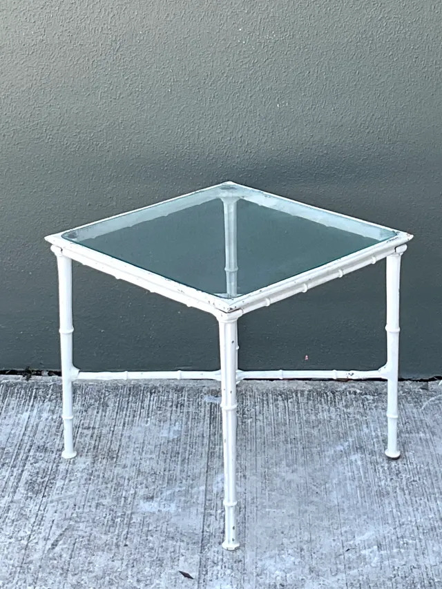 Vintage Brown Jordan “Calcutta” Metal and Glass Side Table — additional photo 1