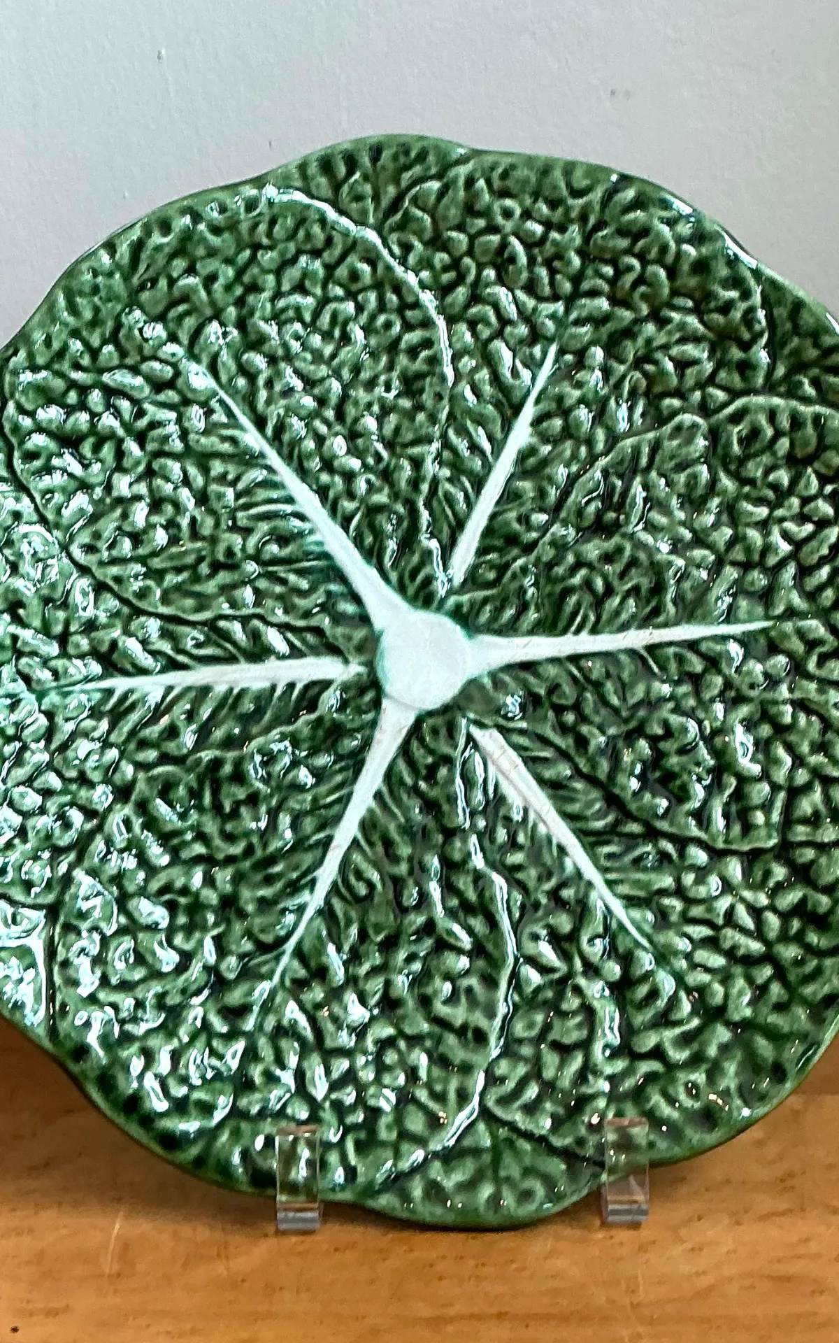 Portuguese Green Cabbage Leaf Ceramic Plate