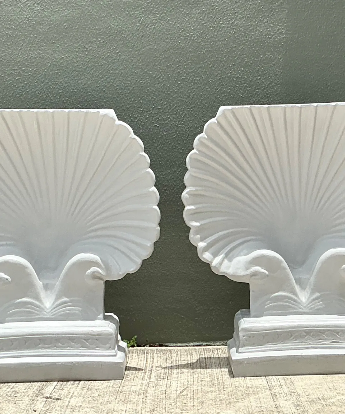 Vintage Clam Shell Pedestals - Set Of 2 - Bottom view