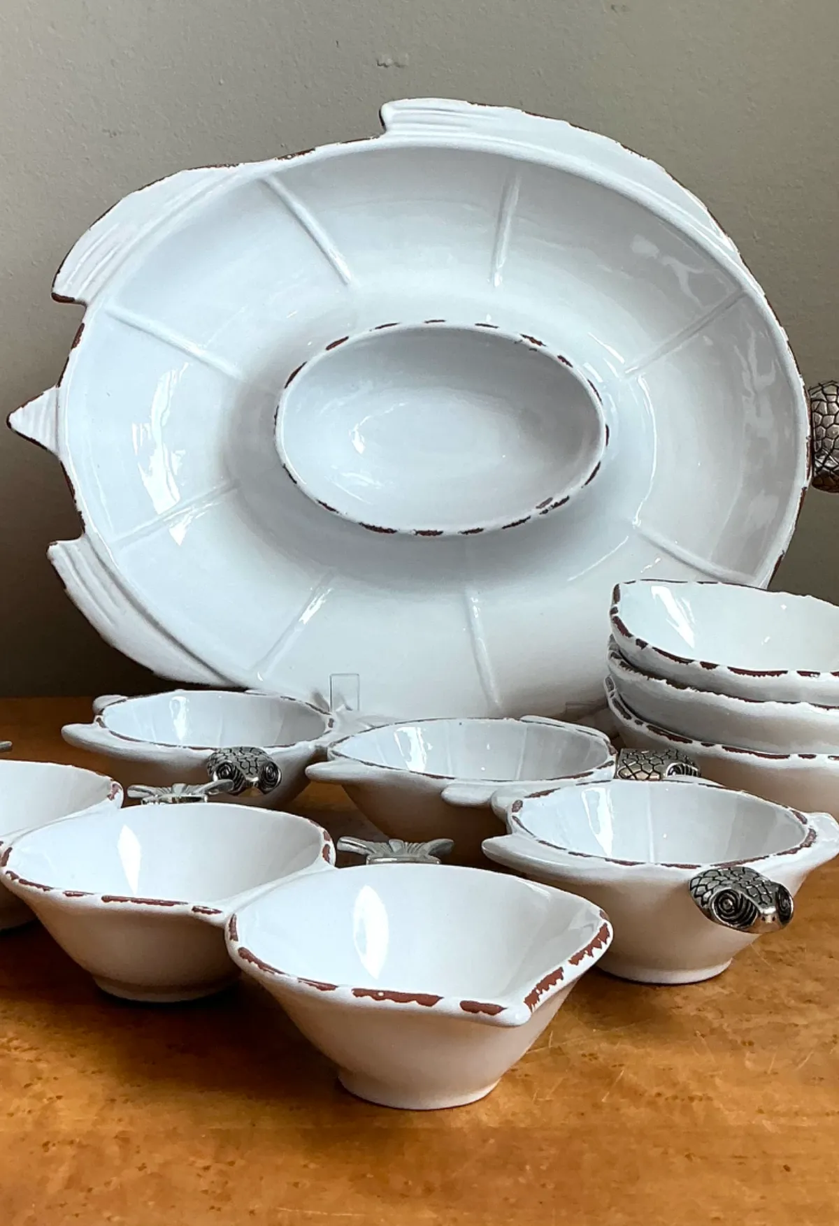 Vintage White Ceramic Fish Motif Serving Set — additional photo 5