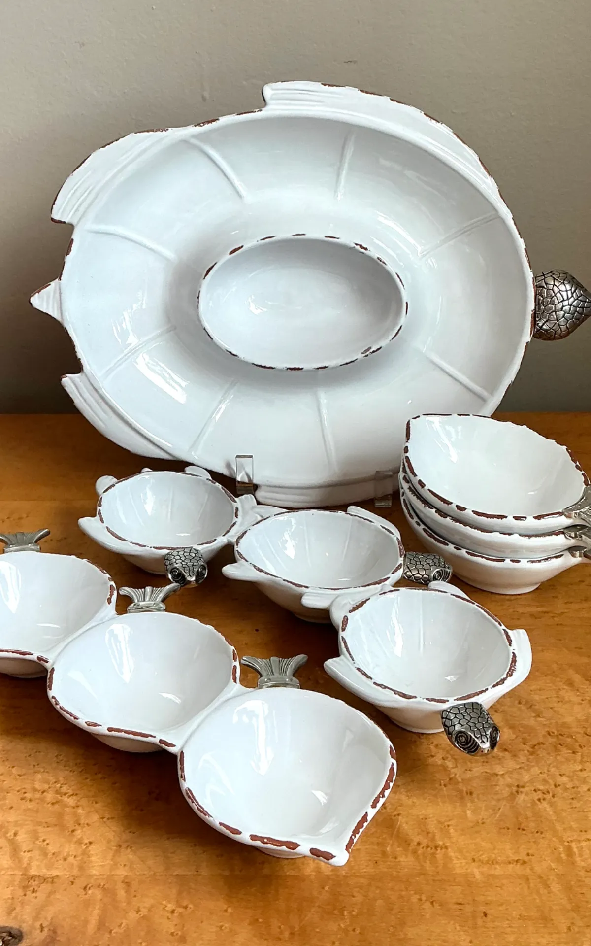 Vintage White Ceramic Fish Motif Serving Set — additional photo 6
