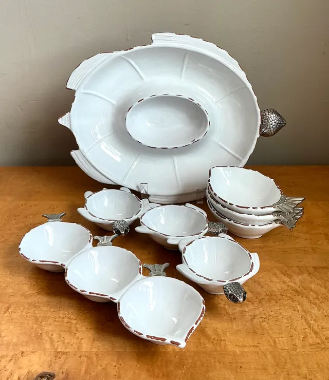Vintage White Ceramic Fish Motif Serving Set — additional photo 6