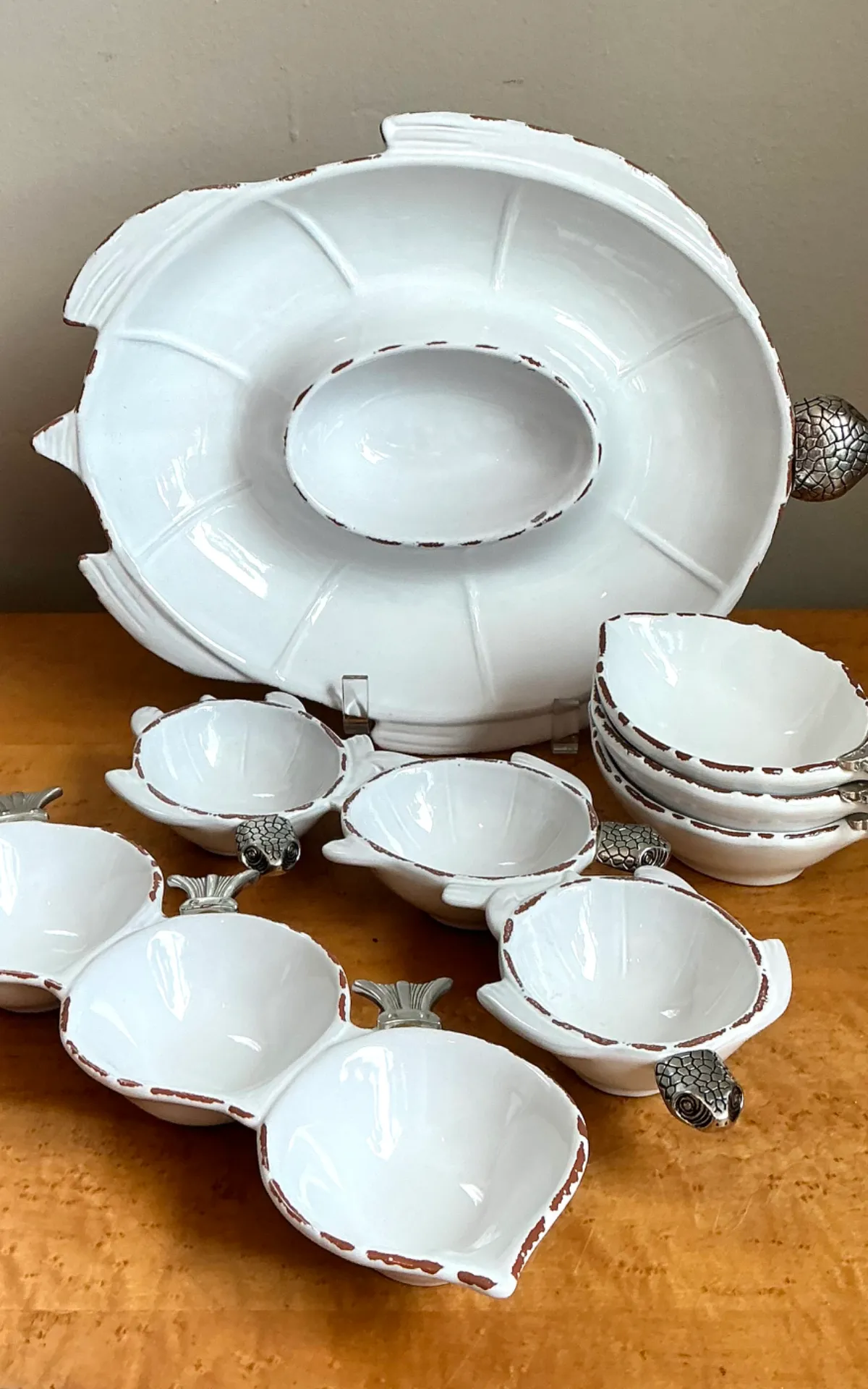 Vintage White Ceramic Fish Motif Serving Set — additional photo 4