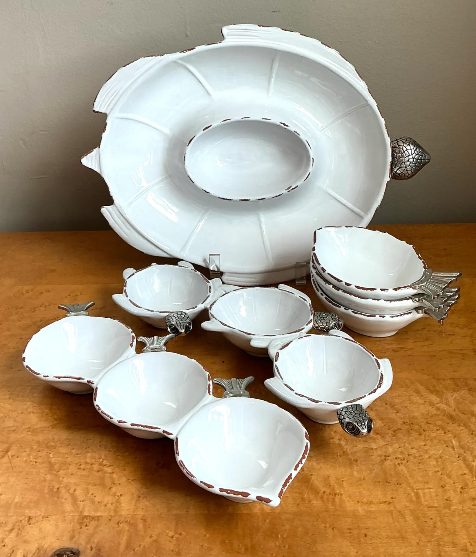 Vintage White Ceramic Fish Motif Serving Set — additional photo 7