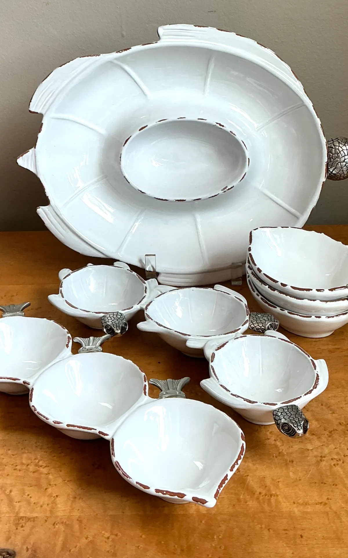 Vintage White Ceramic Fish Motif Serving Set — additional photo 7