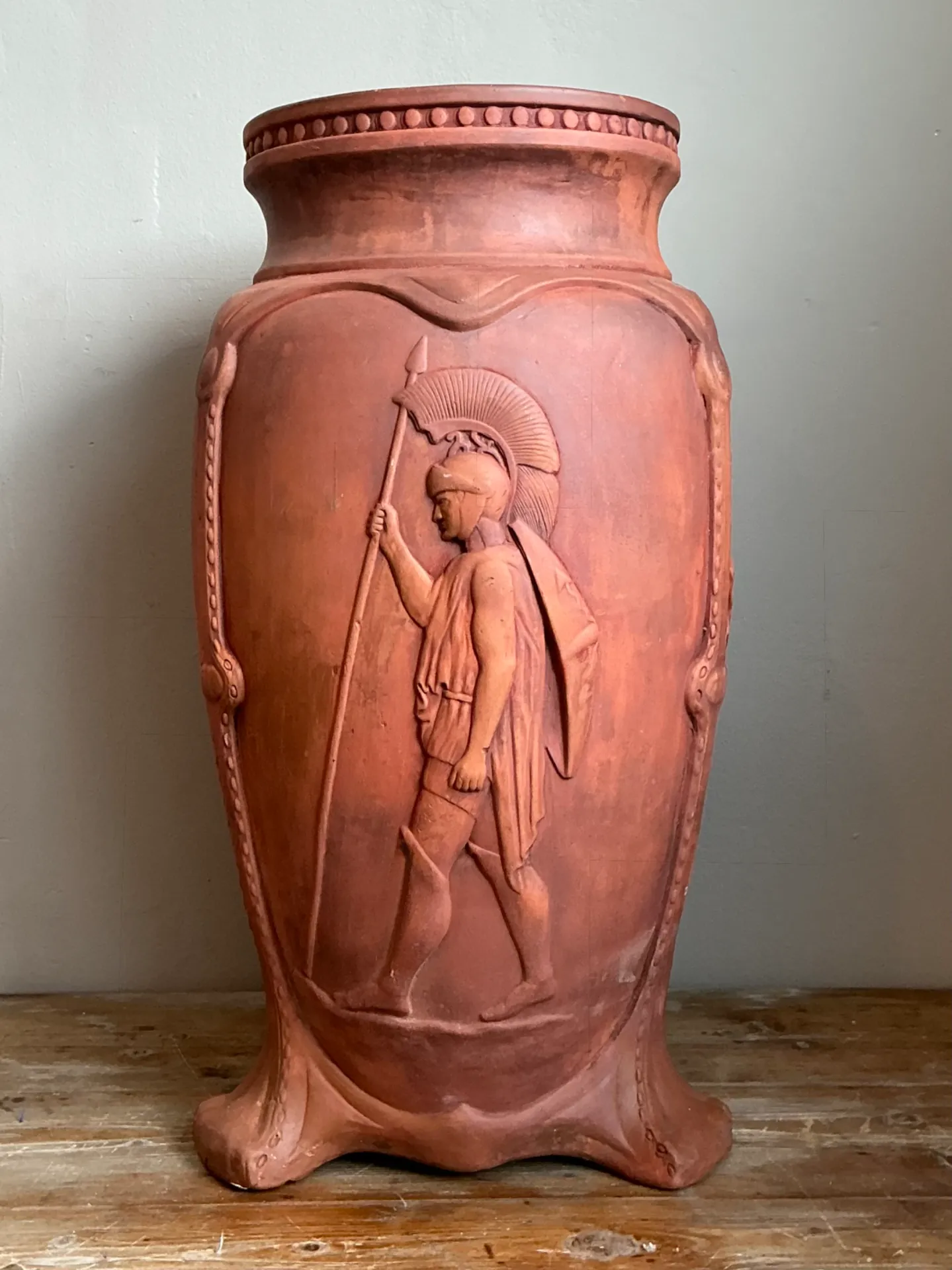 Vintage Italian Terracotta Roman Relief Vase — additional photo 2
