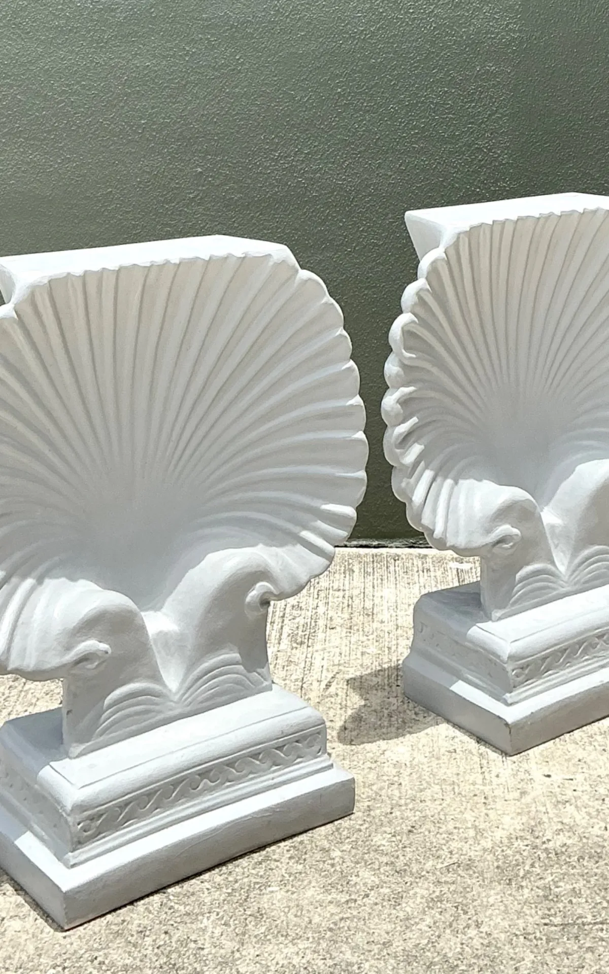 Vintage Clam Shell Pedestals - Set Of 2 - Close-up view