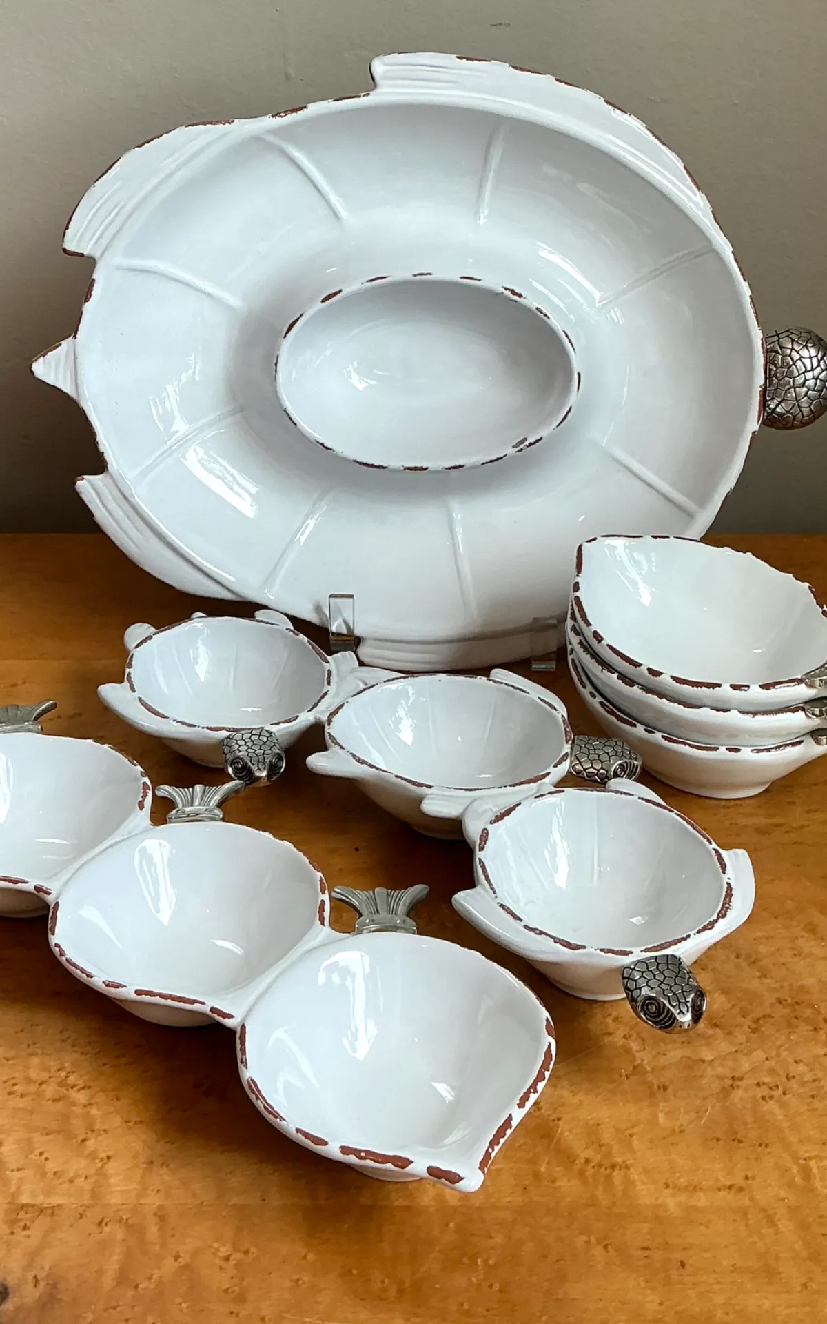Vintage White Ceramic Fish Motif Serving Set — additional photo 2