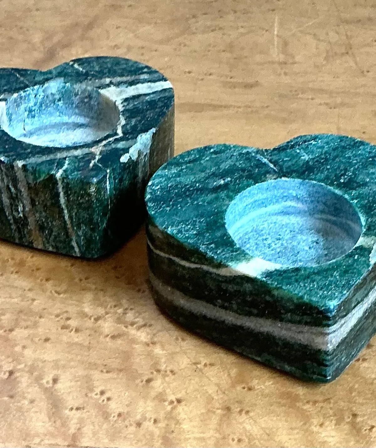Vintage Green Stone Heart-Shaped Candle Holders — additional photo 8