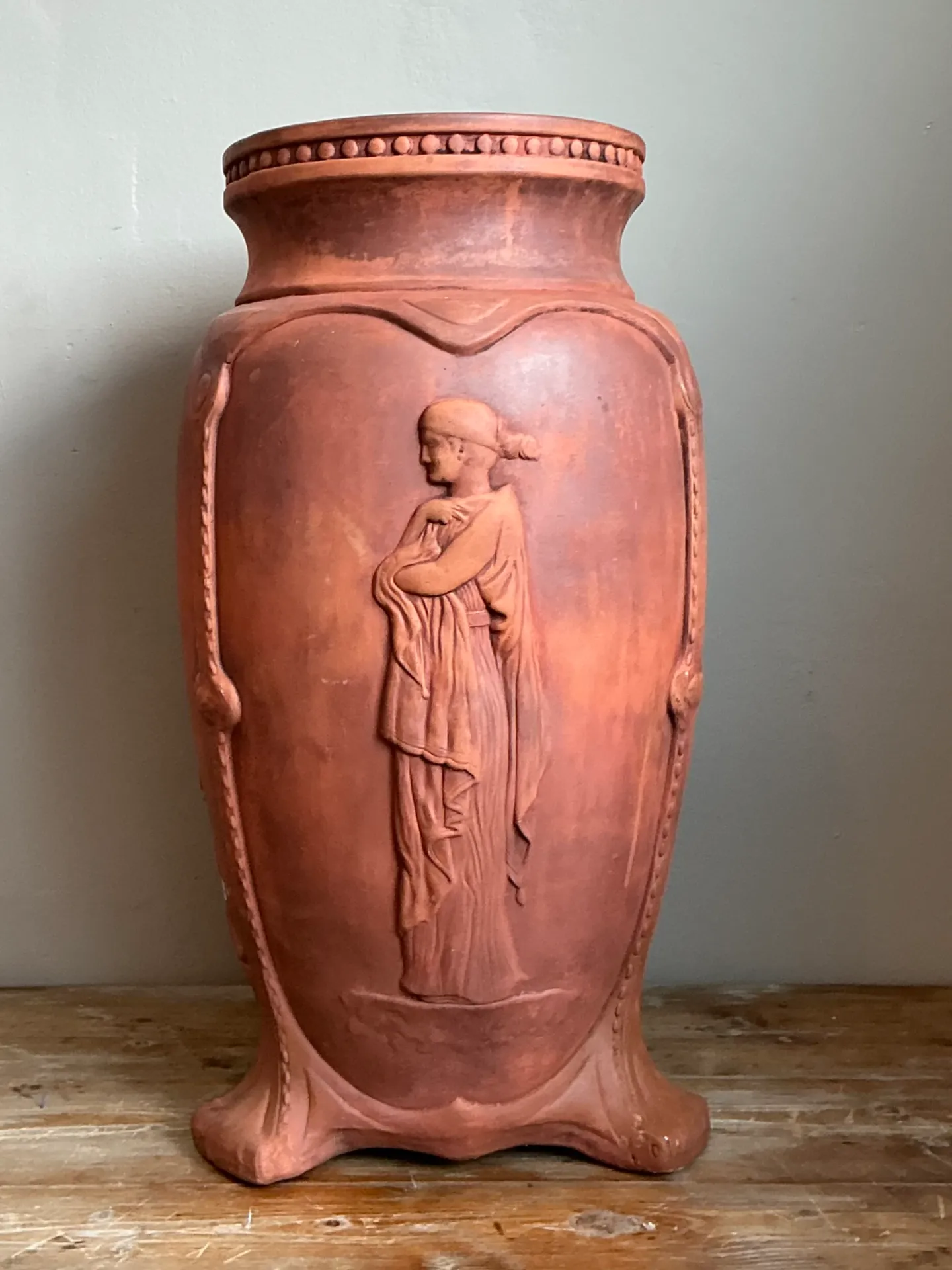 Vintage Italian Terracotta Roman Relief Vase — additional photo 1