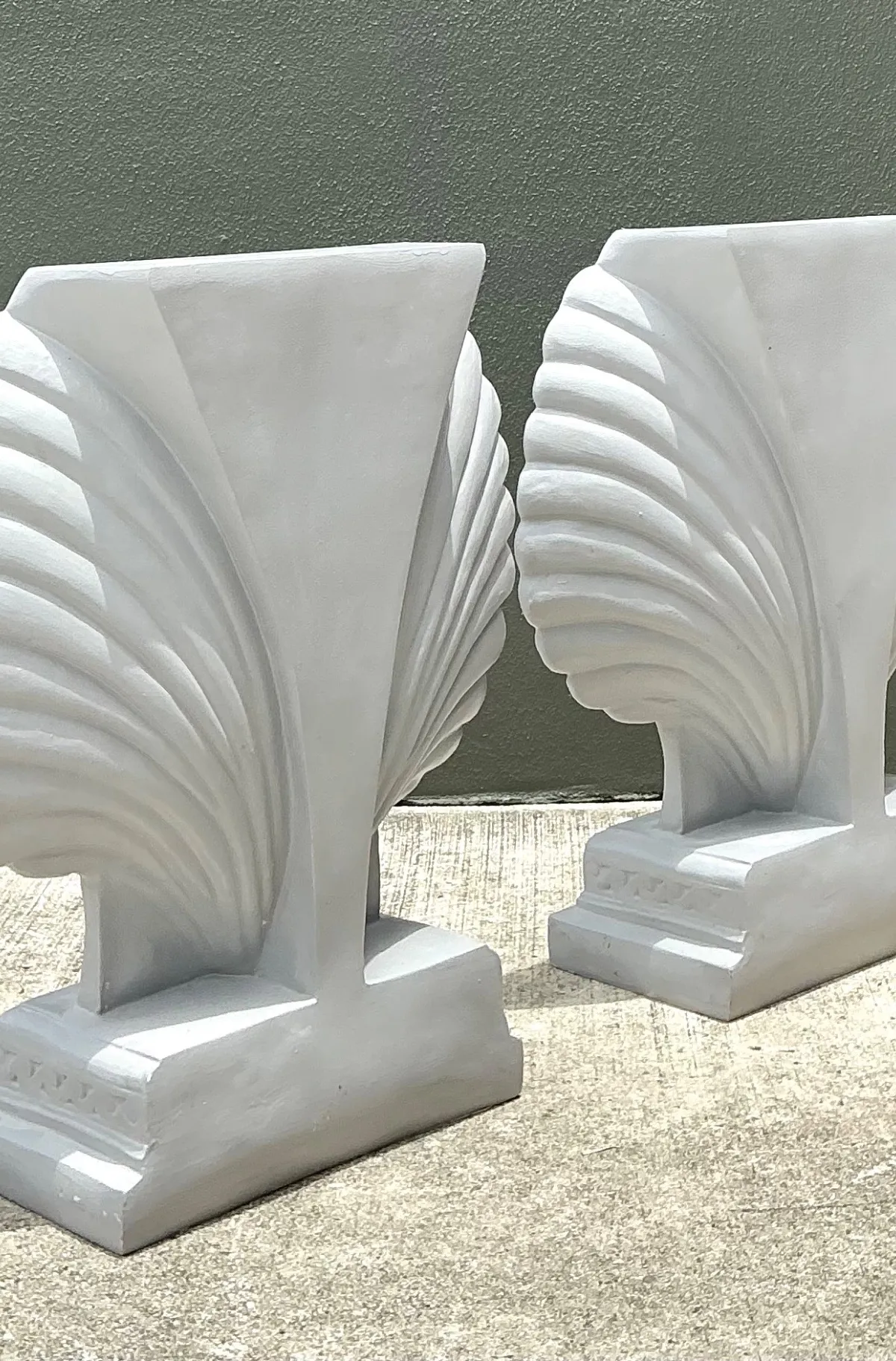 Vintage Clam Shell Pedestals - Set Of 2 - Interior view
