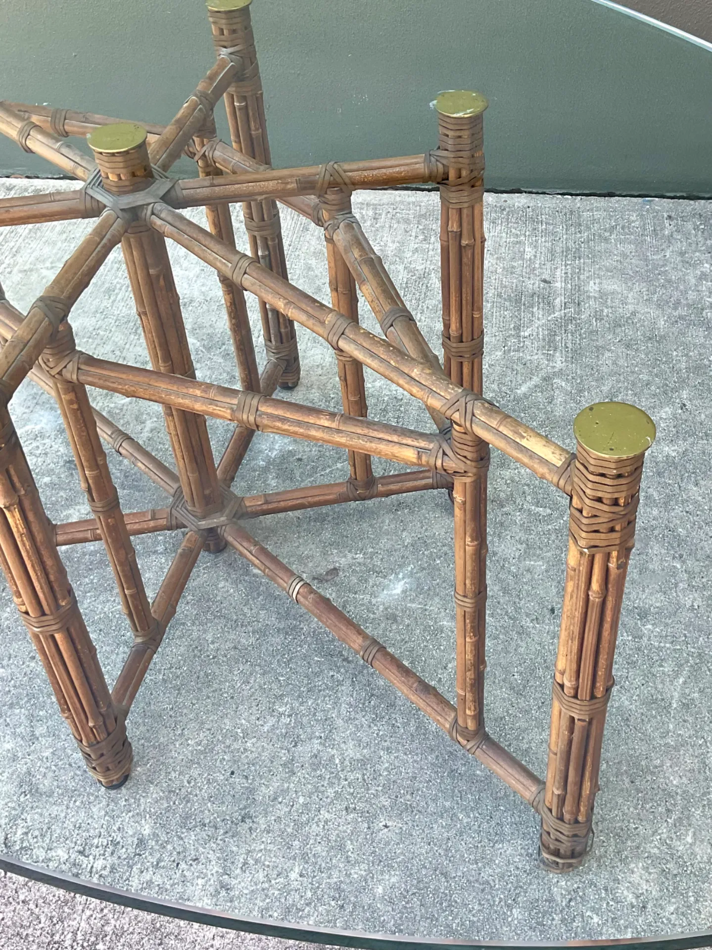 McGuire Rattan and Glass Oval Dining Table — additional photo 8