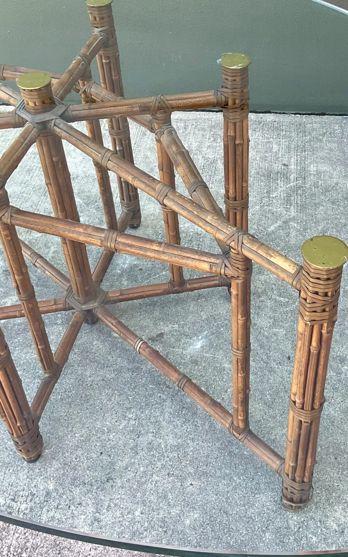 McGuire Rattan and Glass Oval Dining Table — additional photo 8