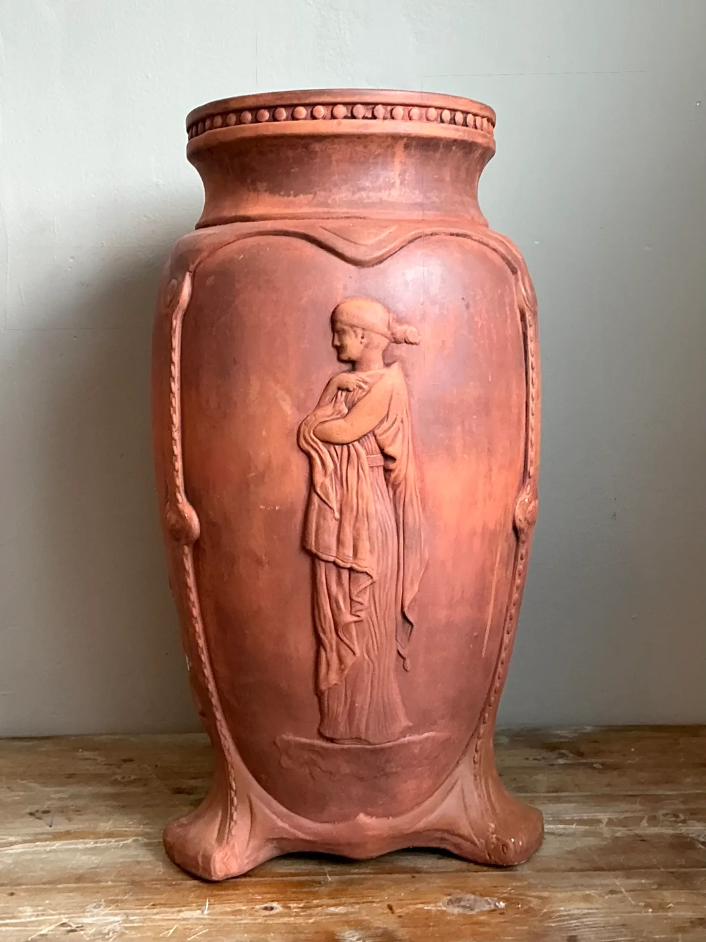 Vintage Italian Terracotta Roman Relief Vase — additional photo 3