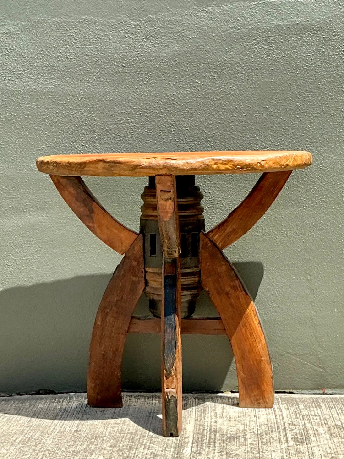 Vintage Rustic Wood Side Table — additional photo 2
