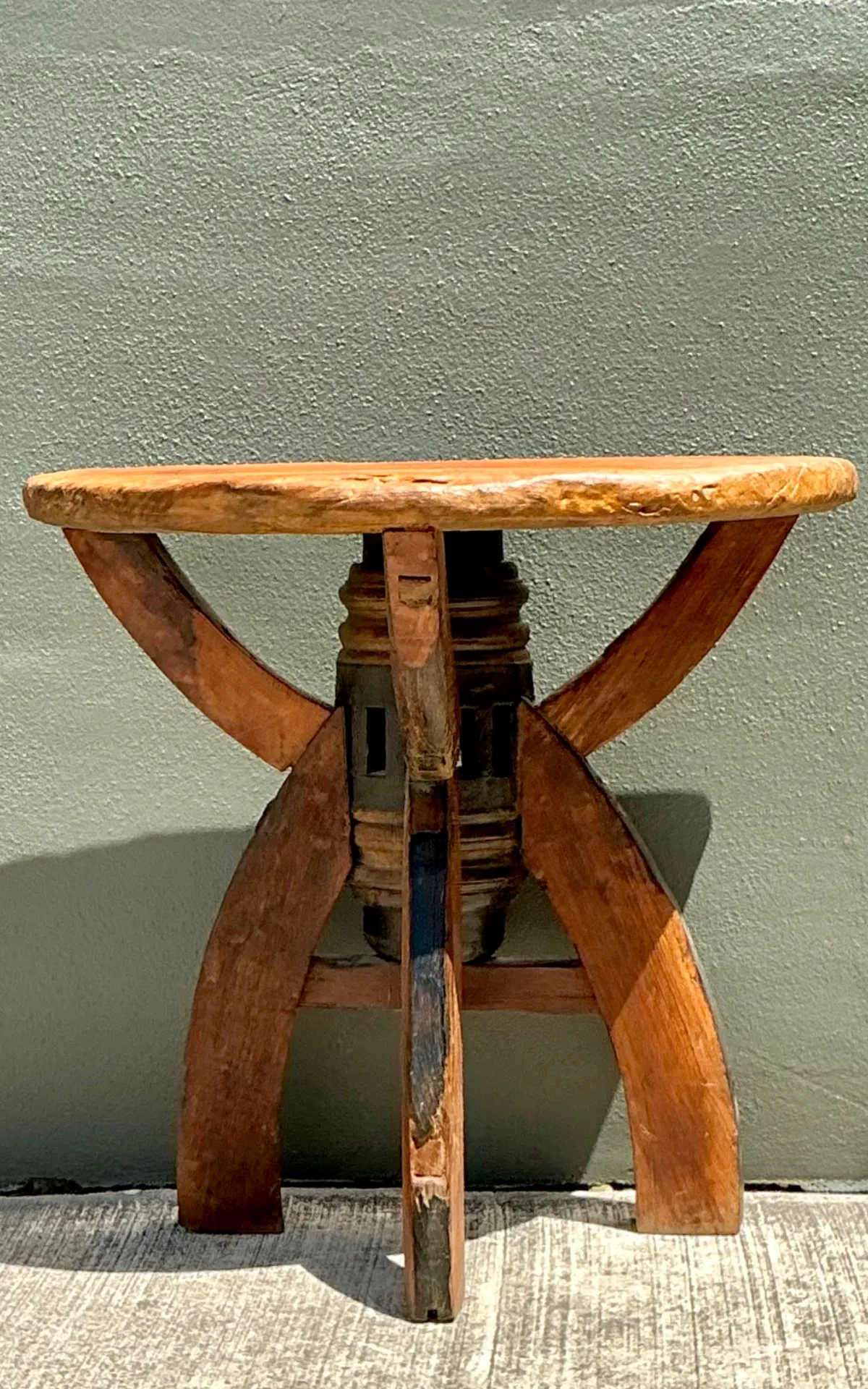 Vintage Rustic Wood Side Table — additional photo 2