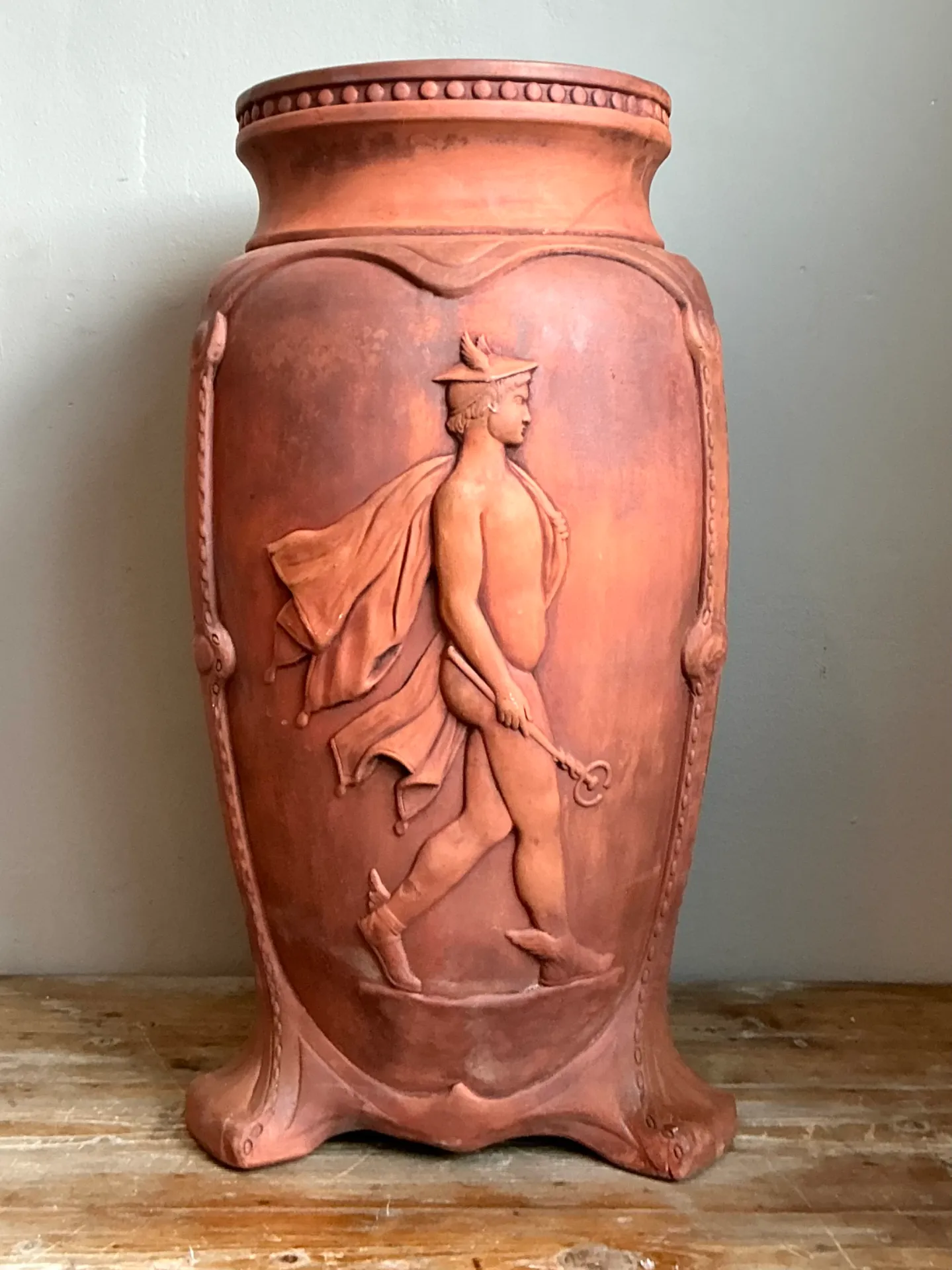 Vintage Italian Terracotta Roman Relief Vase — additional photo 4