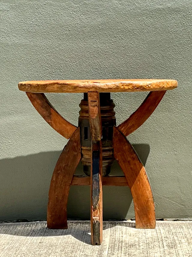 Vintage Rustic Wood Side Table — additional photo 4