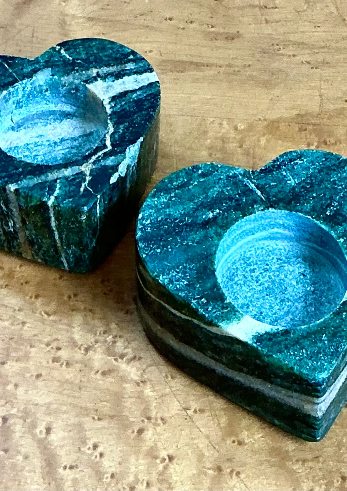Vintage Green Stone Heart-Shaped Candle Holders — additional photo 7