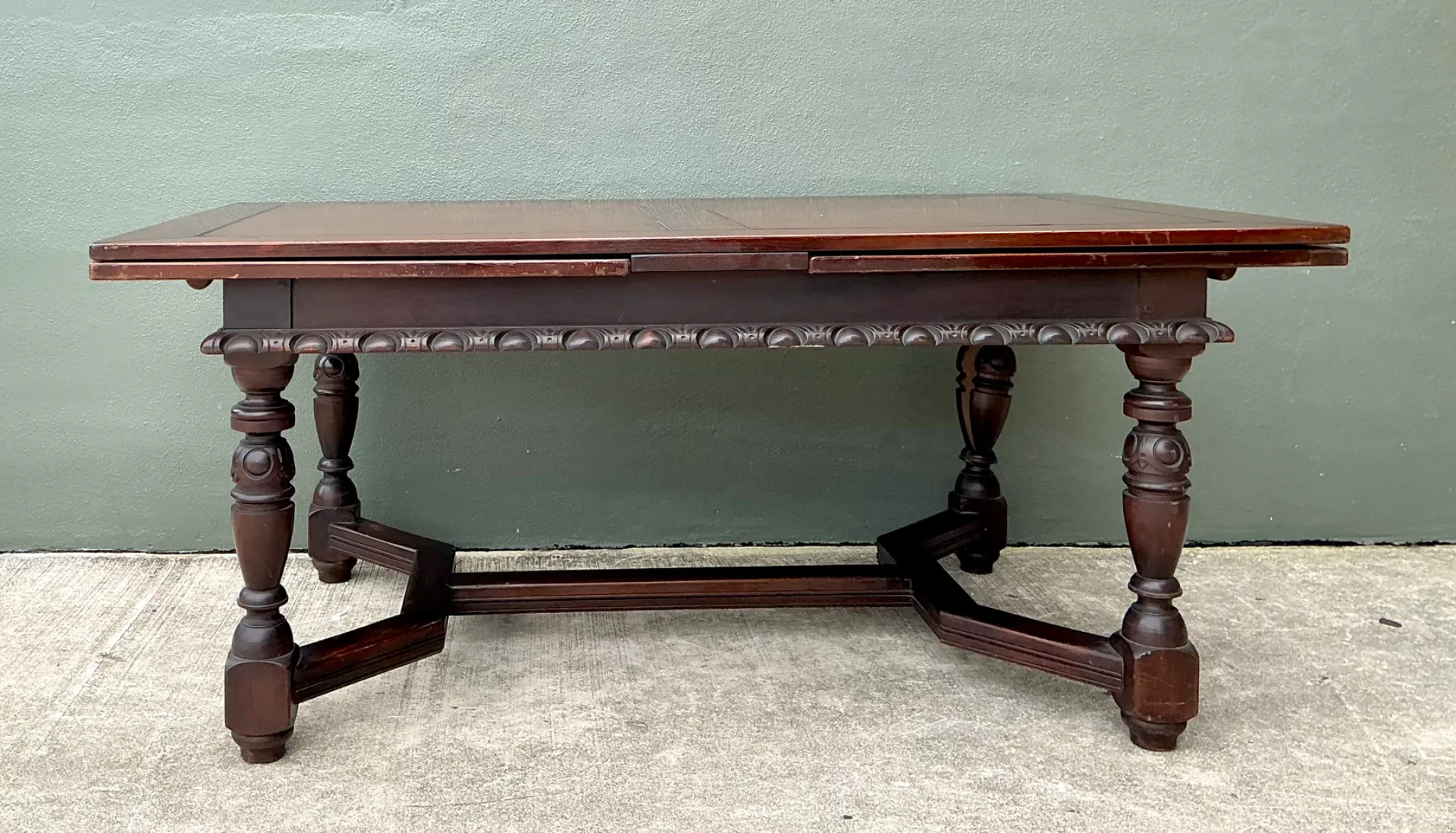 Vintage Carved Wood Extension Dining Table — additional photo 8