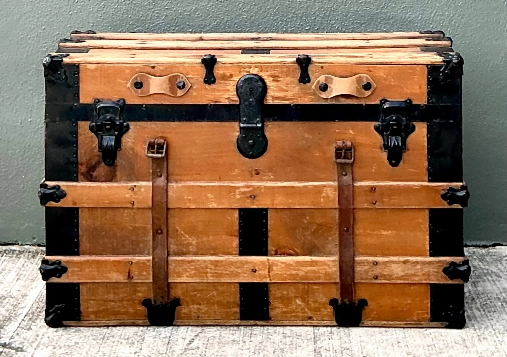 Vintage Wooden Travel Trunk with Metal Accents — additional photo 1