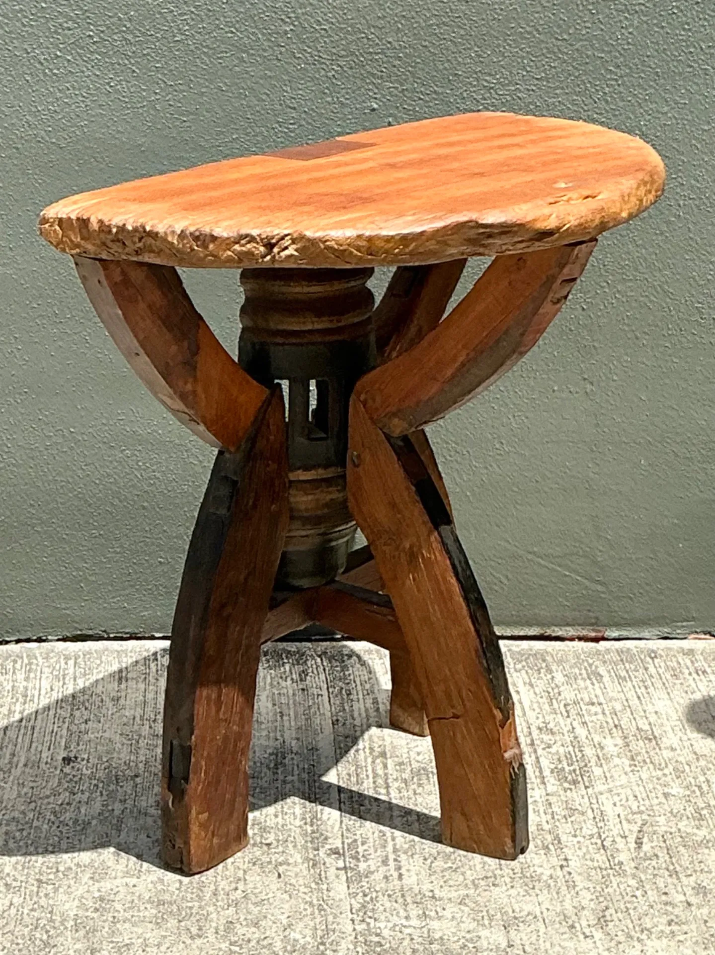 Vintage Rustic Wood Side Table — additional photo 1