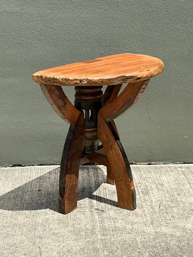 Vintage Rustic Wood Side Table — additional photo 3