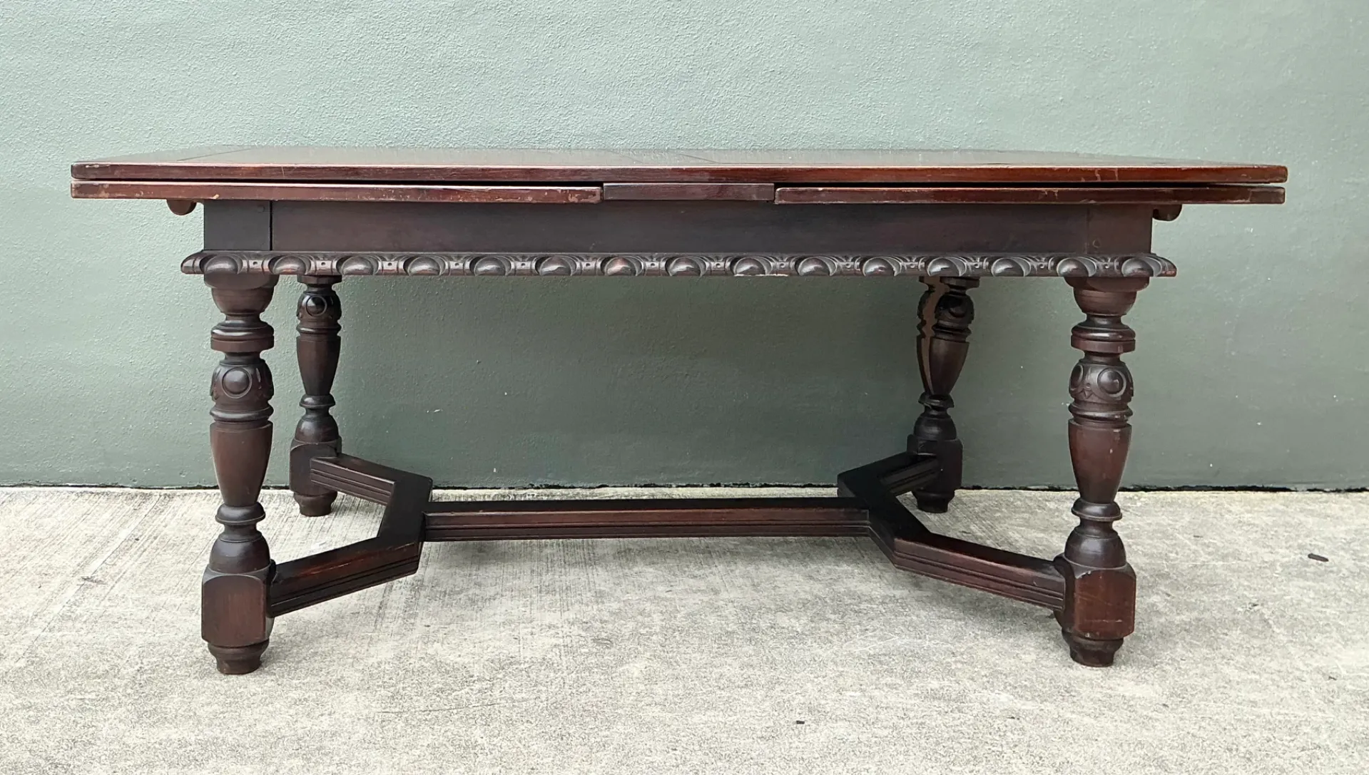 Vintage Carved Wood Extension Dining Table — additional photo 7