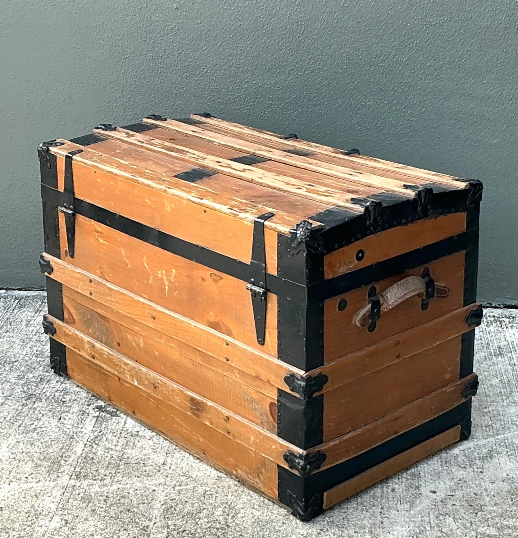 Vintage Wooden Travel Trunk with Metal Accents — additional photo 2