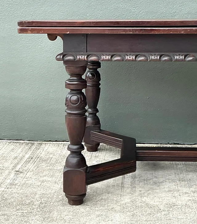 Vintage Carved Wood Extension Dining Table — additional photo 5