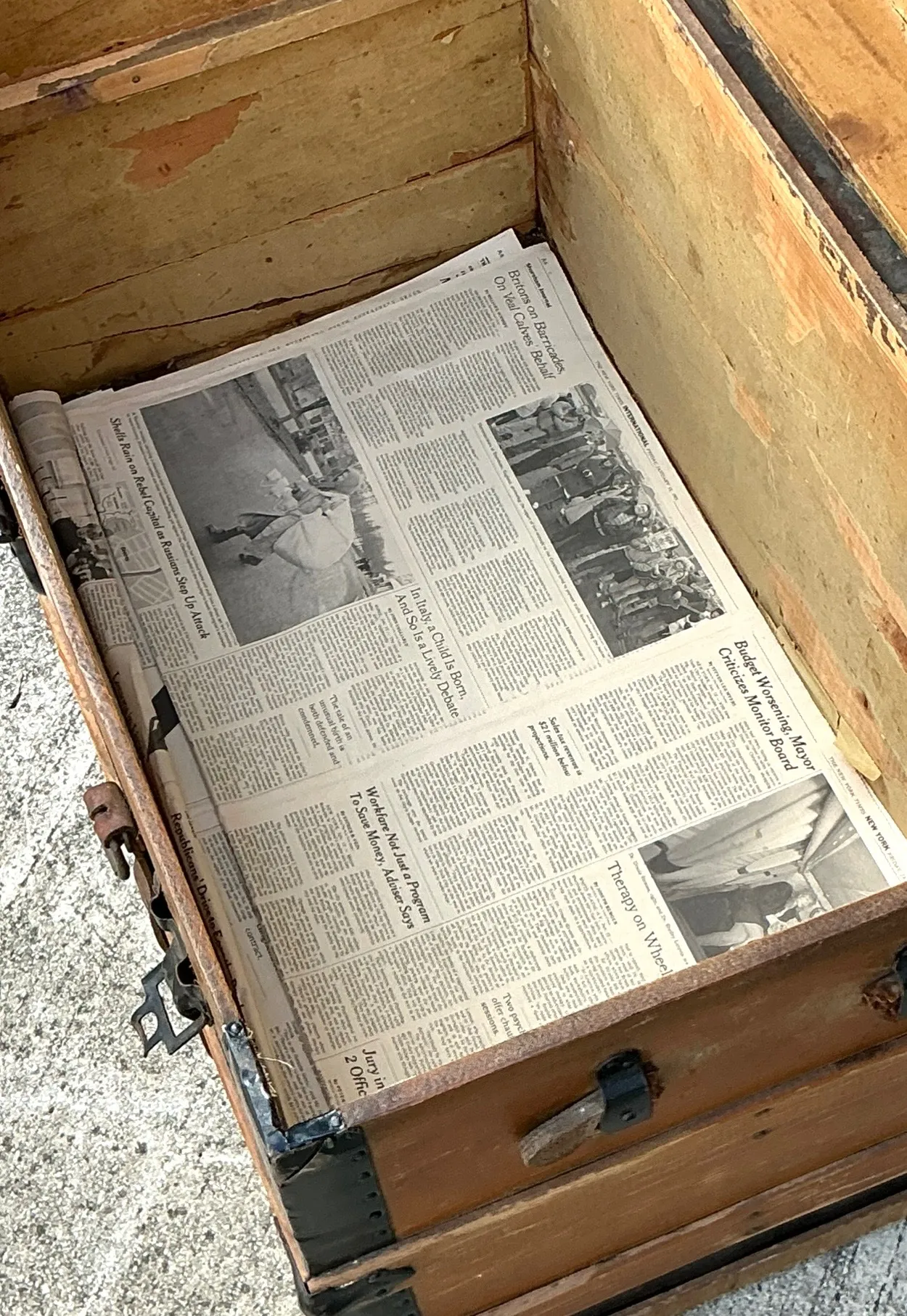 Vintage Wooden Travel Trunk with Metal Accents — additional photo 5