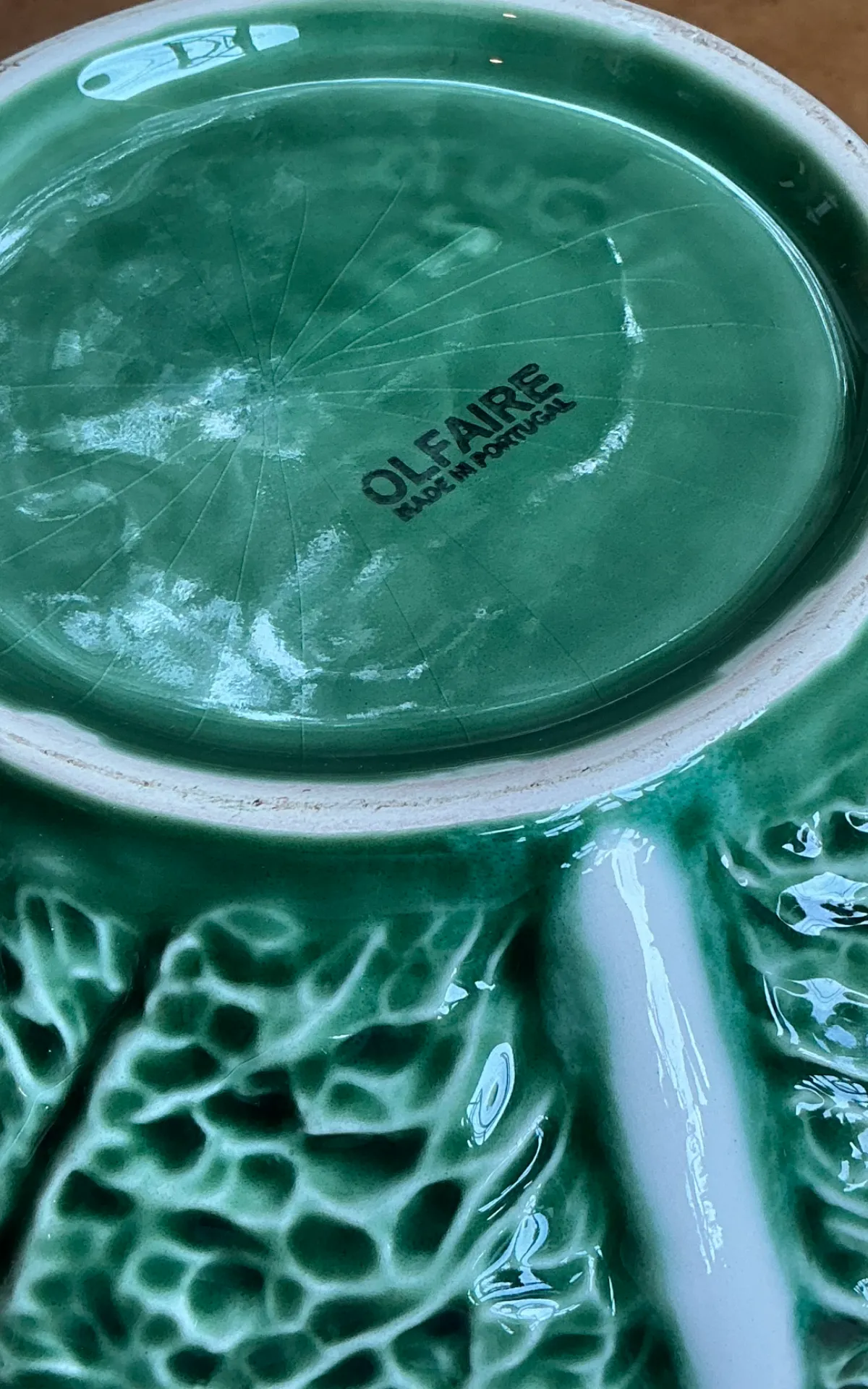 Vintage Portuguese Green Cabbage Leaf Ceramic Tureen — additional photo 5