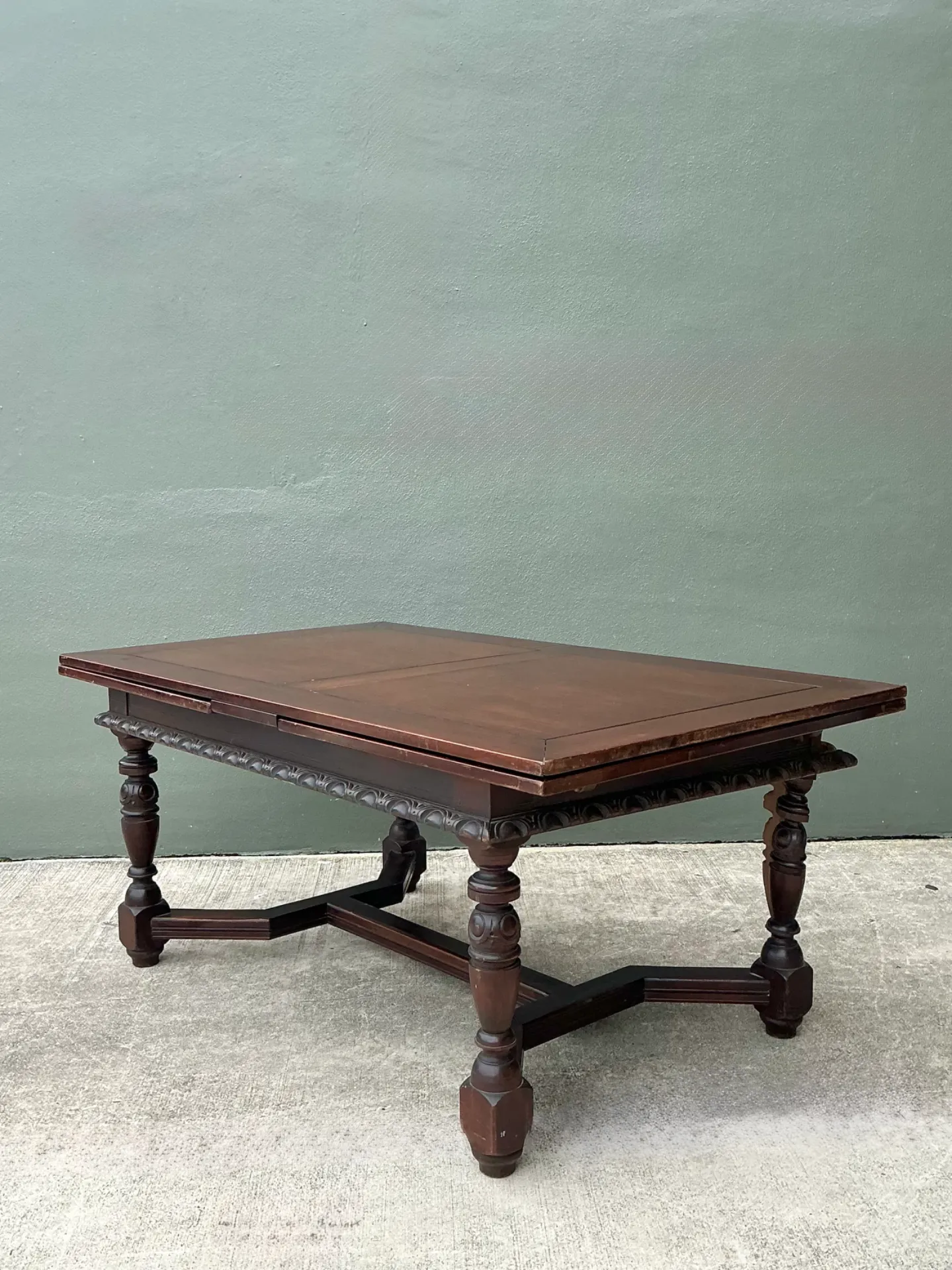 Vintage Carved Wood Extension Dining Table — additional photo 3