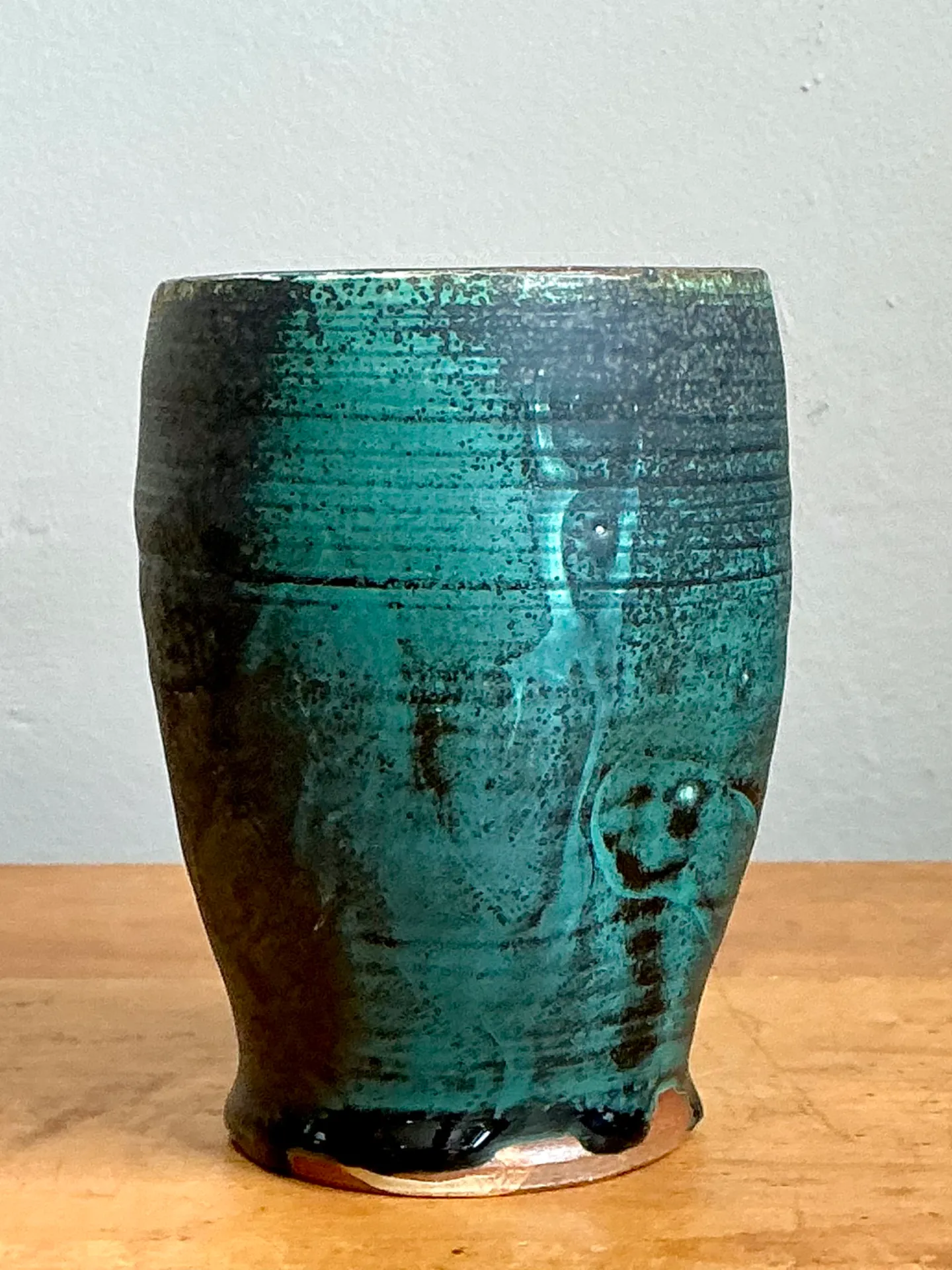 Vintage Blue Green Glazed Pottery Vase — additional photo 7