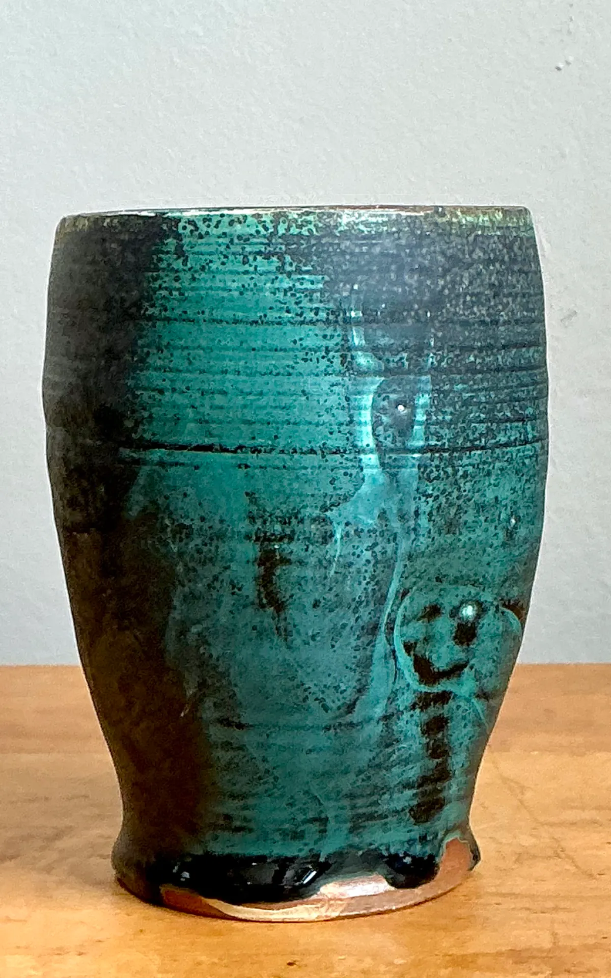 Vintage Blue Green Glazed Pottery Vase — additional photo 7