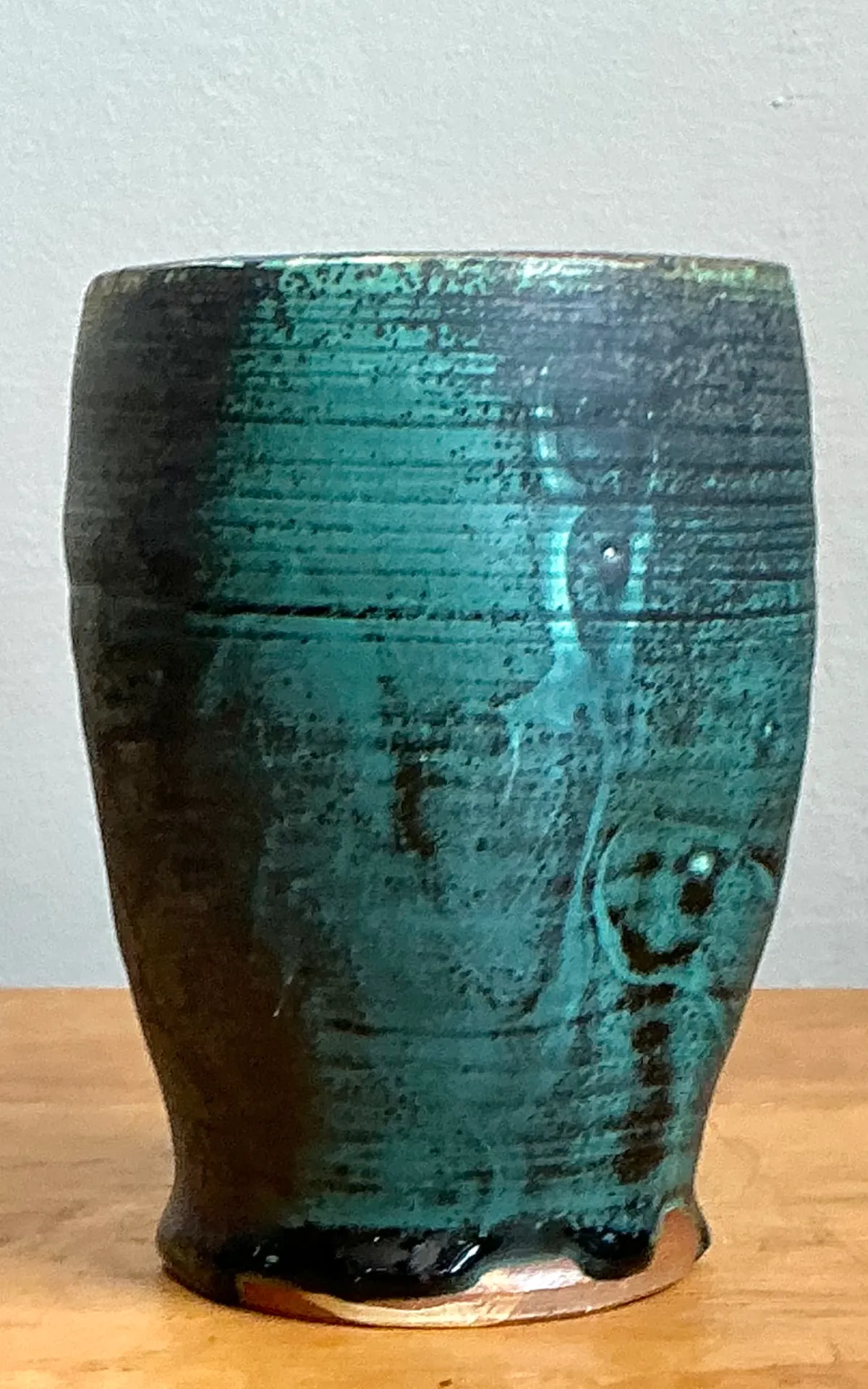 Vintage Blue Green Glazed Pottery Vase — additional photo 4