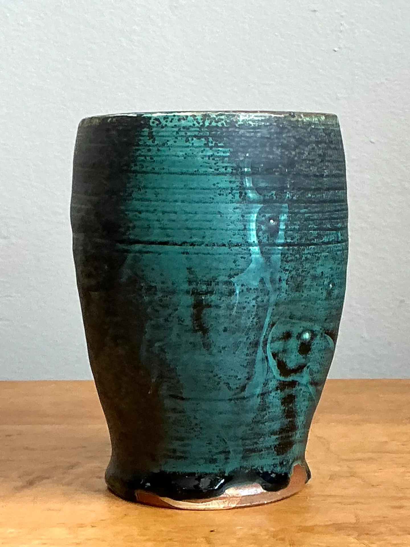 Vintage Blue Green Glazed Pottery Vase — additional photo 6