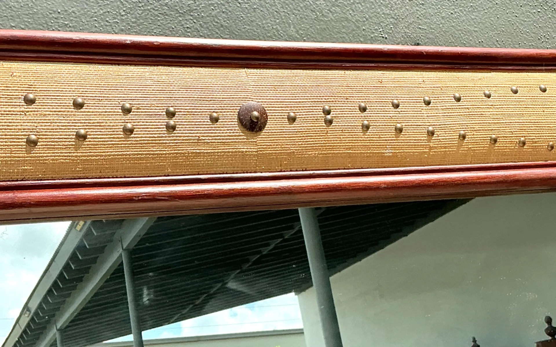 Vintage Seagrass Studded Wood Floor Mirror — additional photo 4