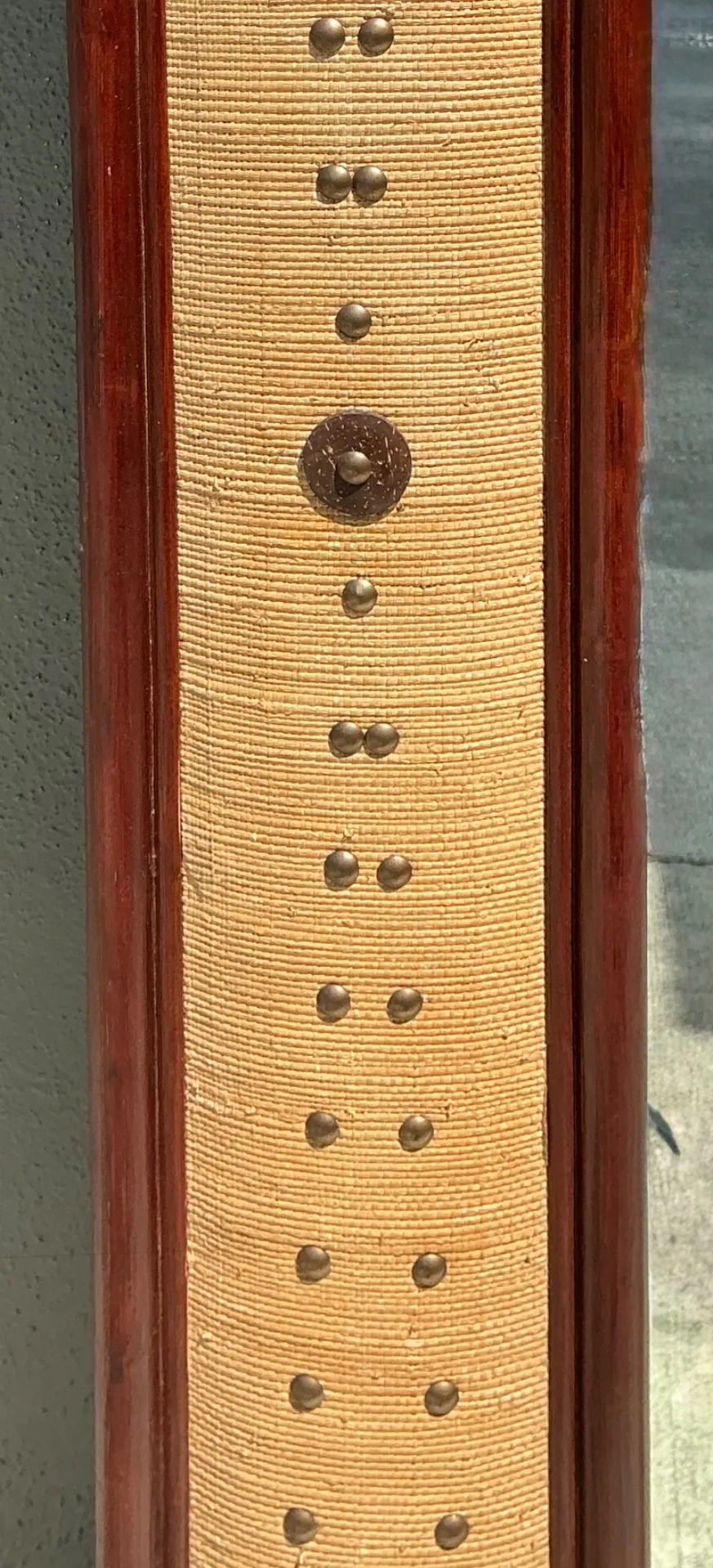 Vintage Seagrass Studded Wood Floor Mirror — additional photo 8