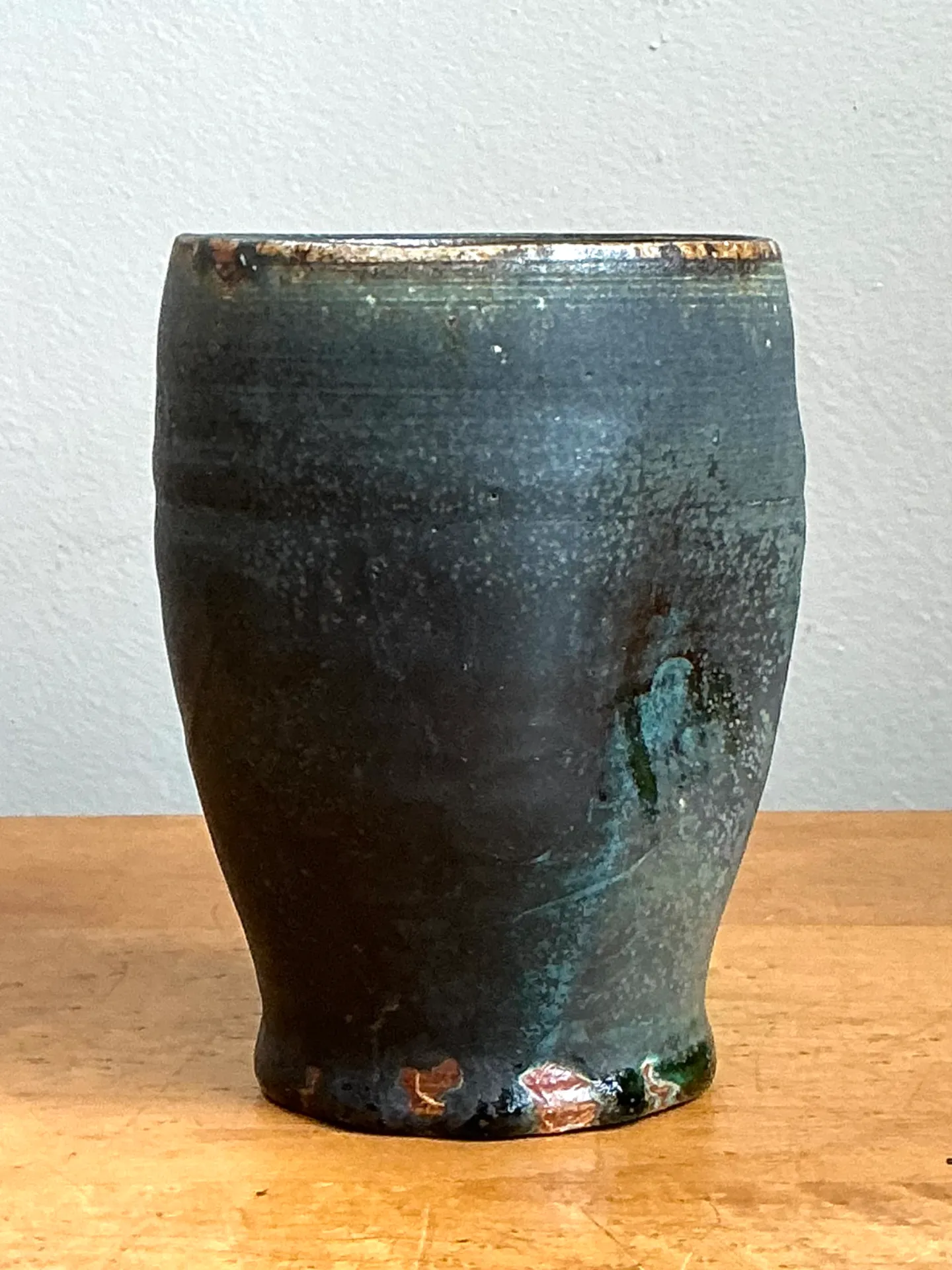 Vintage Blue Green Glazed Pottery Vase — additional photo 5