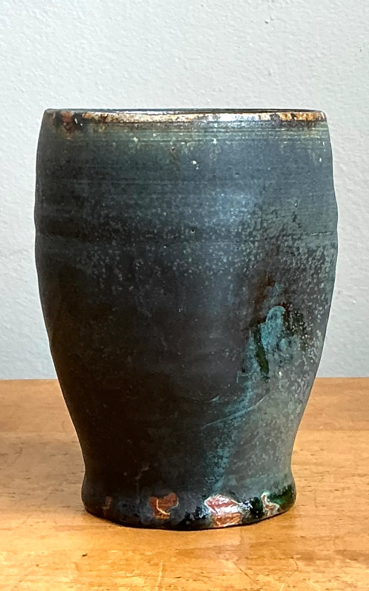 Vintage Blue Green Glazed Pottery Vase — additional photo 5