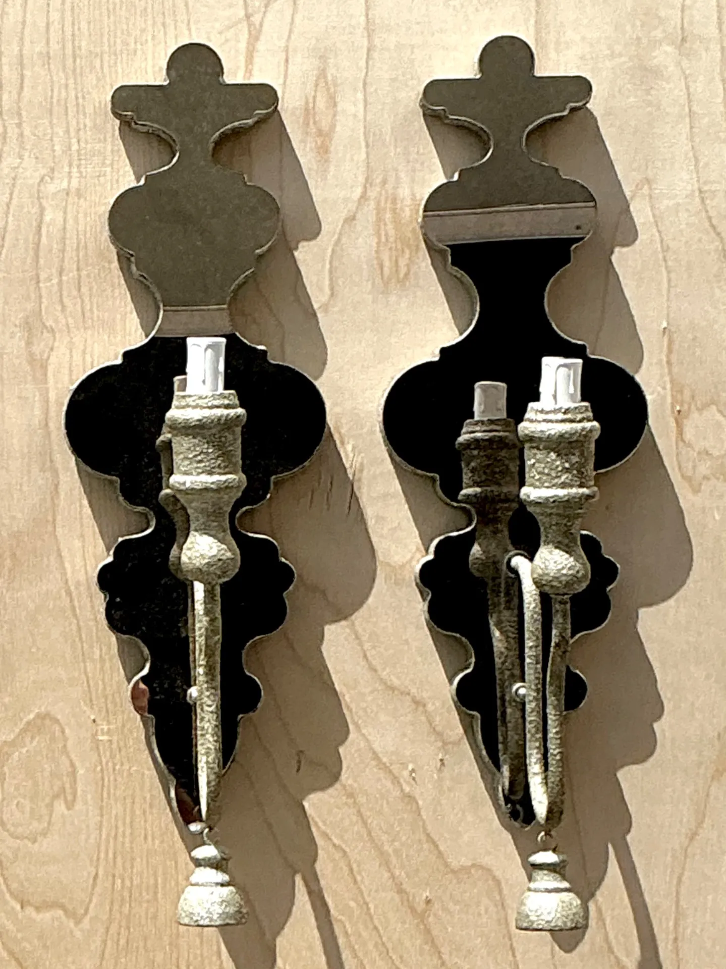 Vintage Mirrored Glass Sconces - Pair — additional photo 2