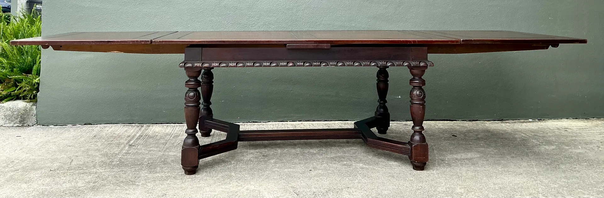 Vintage Carved Wood Extension Dining Table — additional photo 6