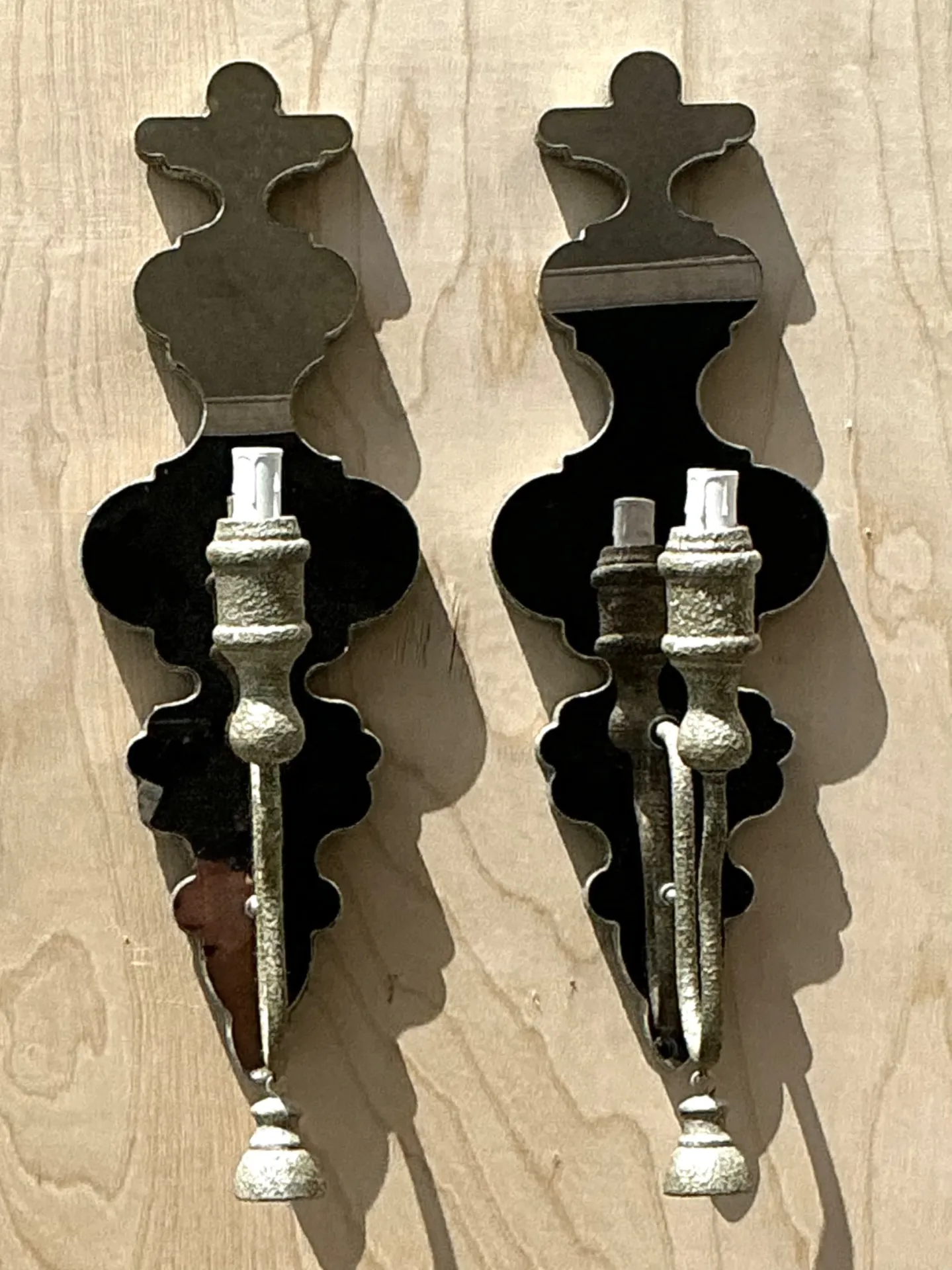 Vintage Mirrored Glass Sconces - Pair — additional photo 1