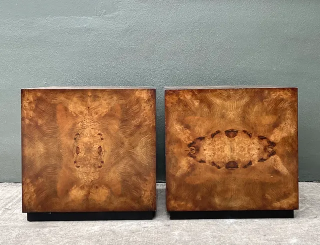 Vintage Burl Wood Cube Tables - Pair — additional photo 5