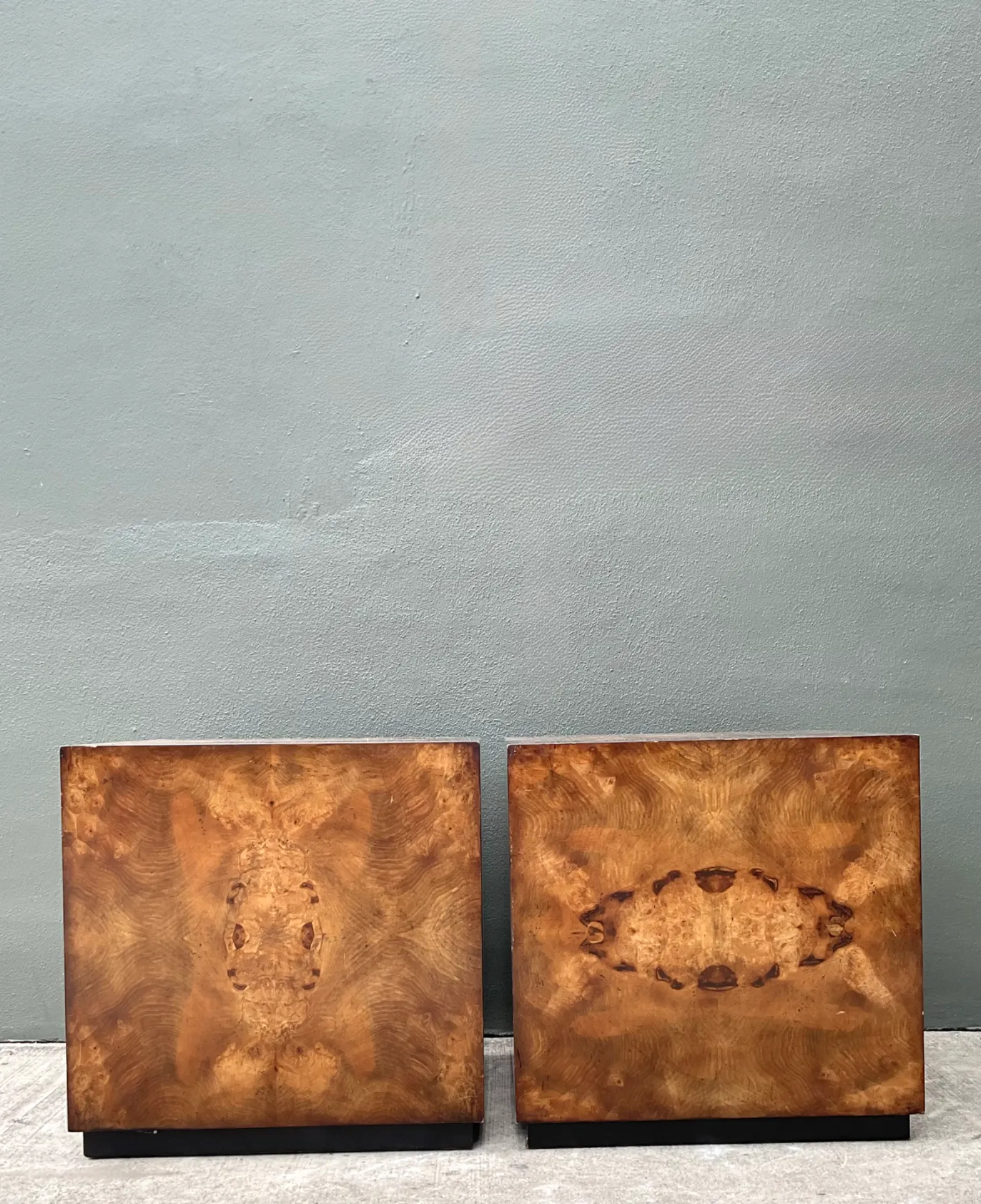 Vintage Burl Wood Cube Tables - Pair — additional photo 6