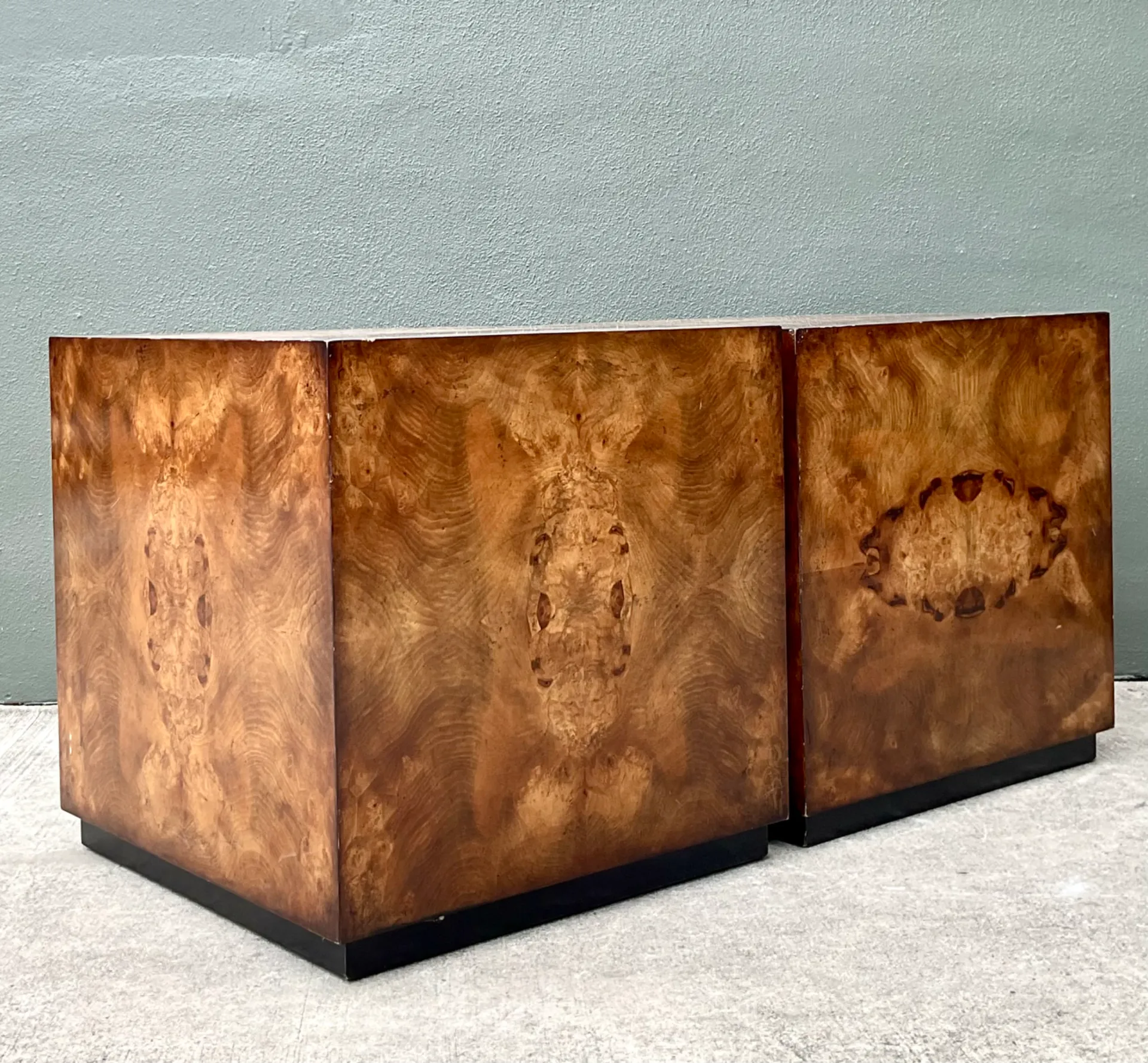Vintage Burl Wood Cube Tables - Pair — additional photo 1