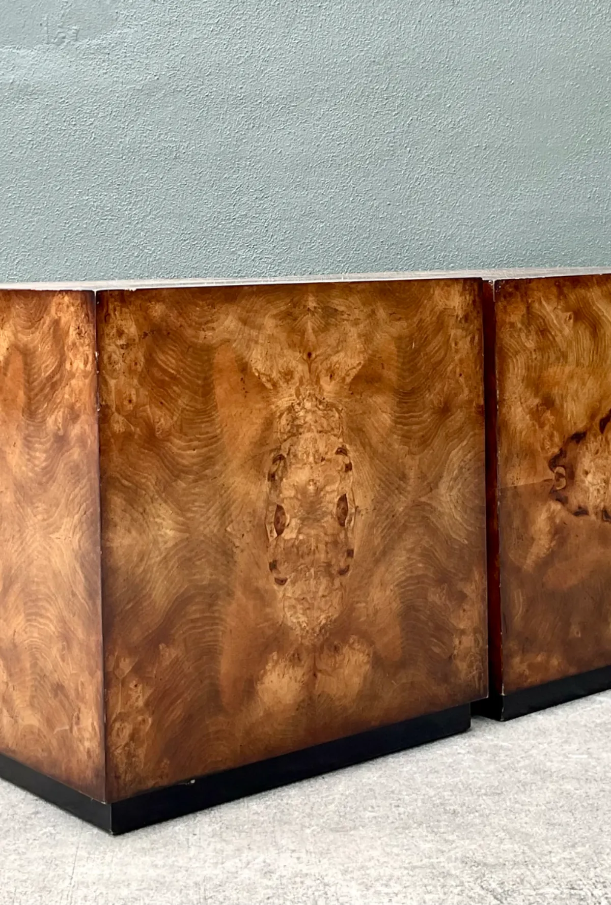 Vintage Burl Wood Cube Tables - Pair