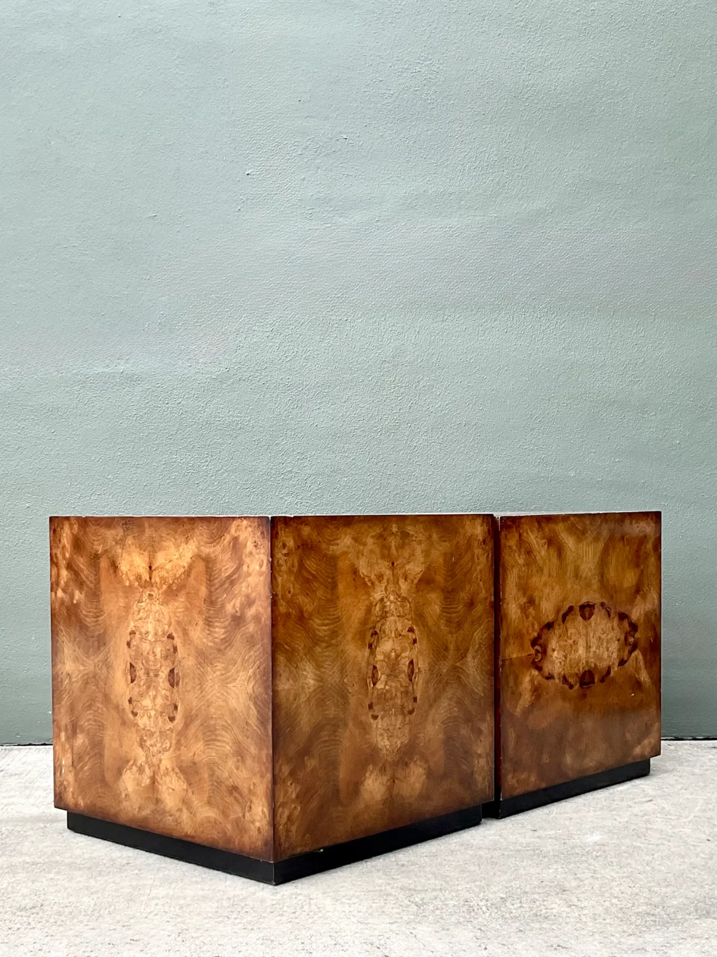 Vintage Burl Wood Cube Tables - Pair — additional photo 3