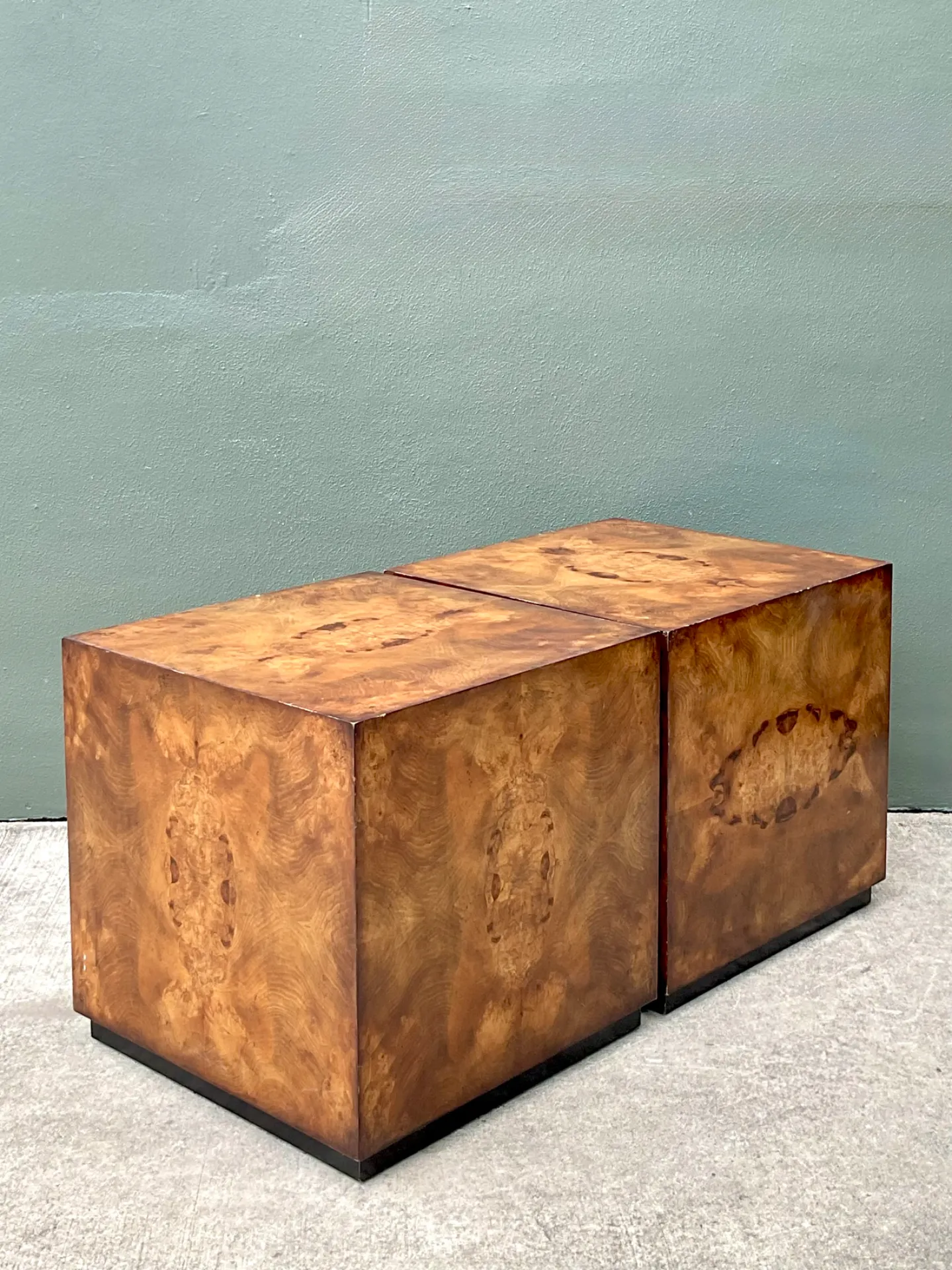 Vintage Burl Wood Cube Tables - Pair — additional photo 2